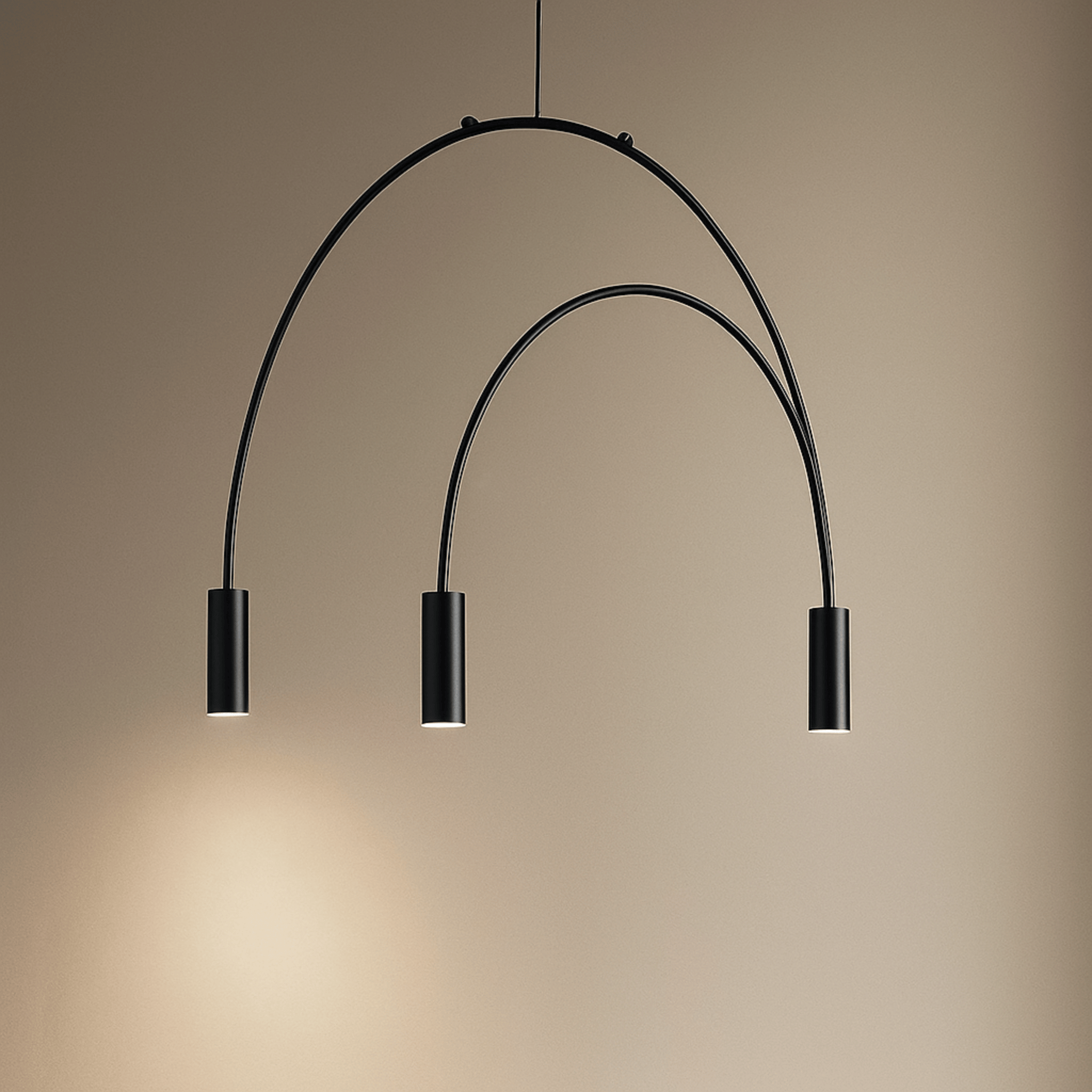 Halvbue Black Semi-Circle Triple Pendant for Dining, Ceiling Light Fixtures