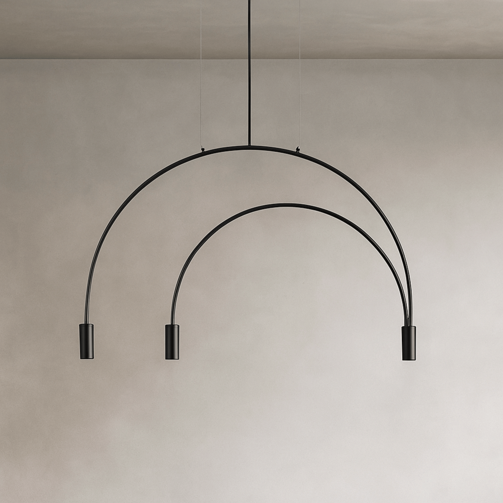 Halvbue Black Semi-Circle Triple Pendant for Dining, Ceiling Light Fixtures