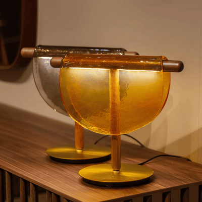 Translation missing: en.Halvglo Half Moon Amber Glass Table Lamp by Skonne, Lamps, Nordic