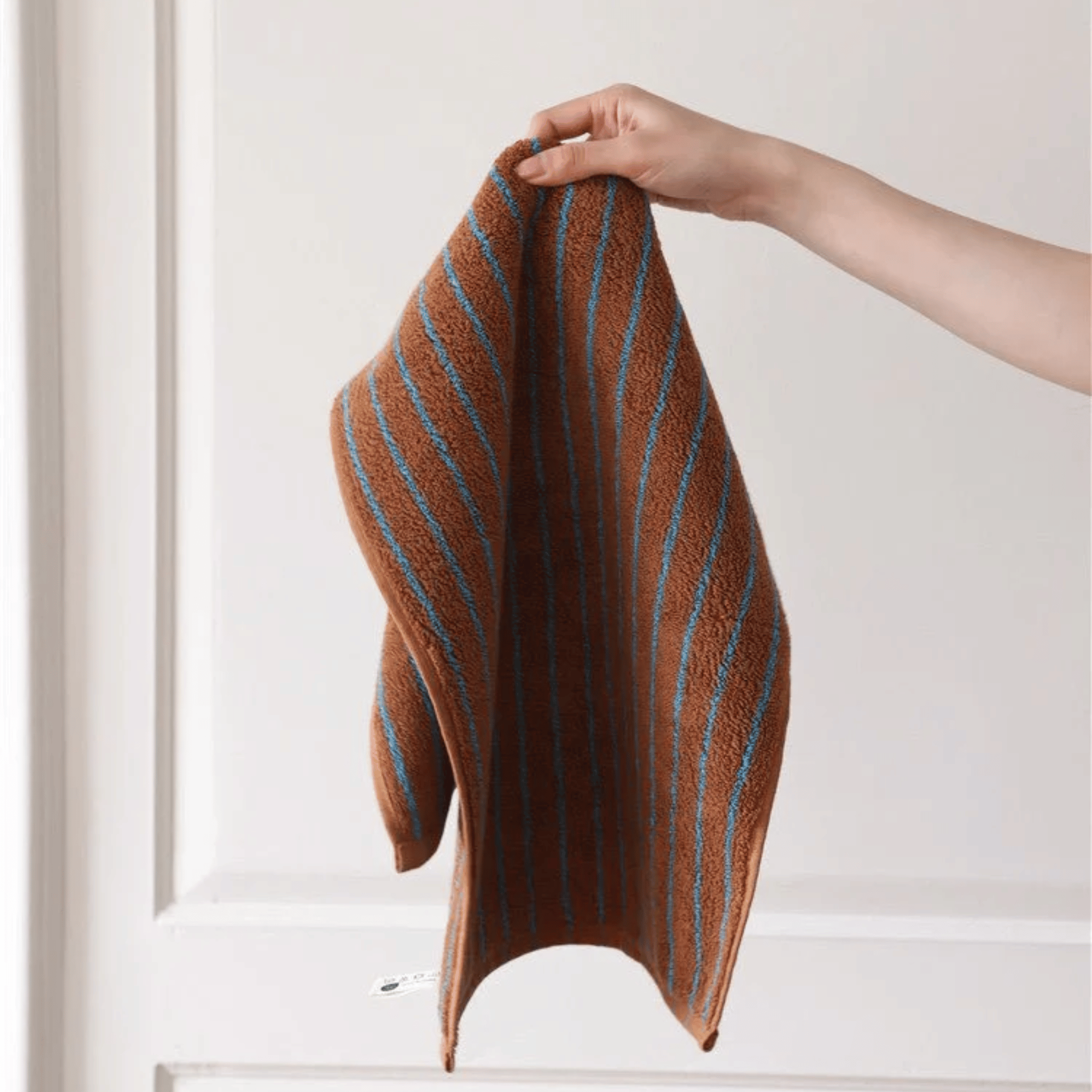 Halvmyr Retro Stripe Cotton Towel for Bathroom, Face, Bath Towels, Rust Combed