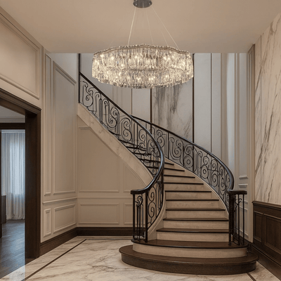 Halvring K9 Crystal Halo Chandelier for Dining Room, Large / Warm Light 3000K, Ceiling Fixtures, LED