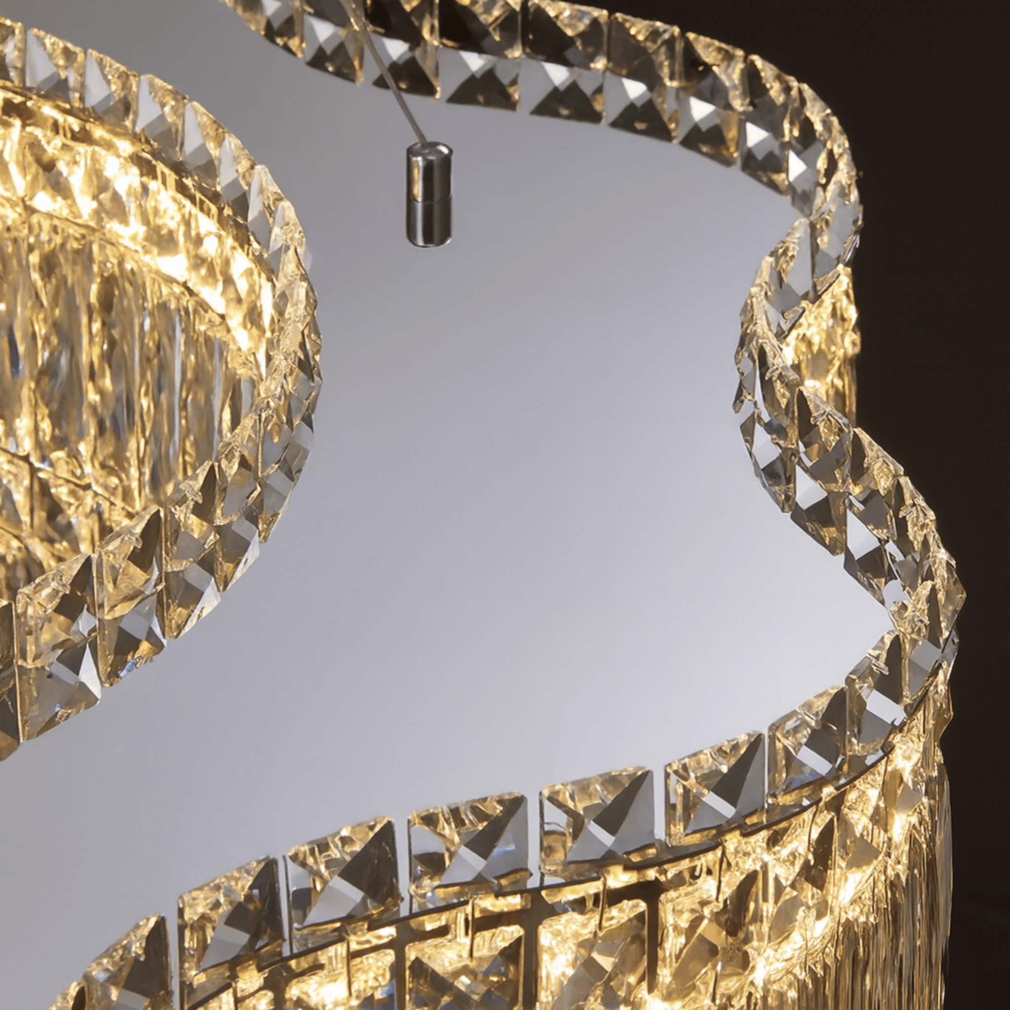 Halvring K9 Crystal Halo Chandelier for Dining Room, Ceiling Light Fixtures, LED