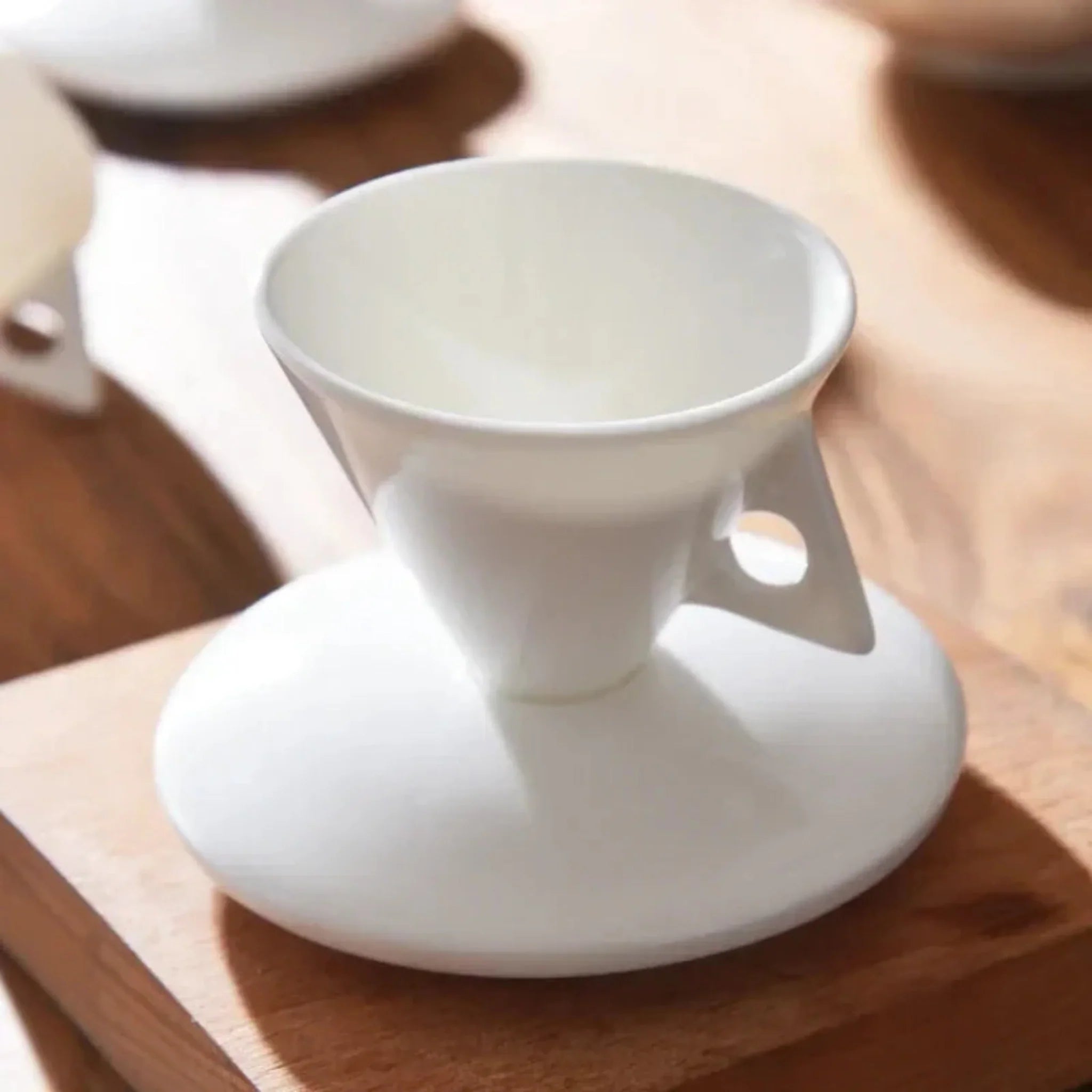 Bone China Coffee Cup Set — Plate and Spoon Included, & Tea Cups, Hvita for 4 Guests