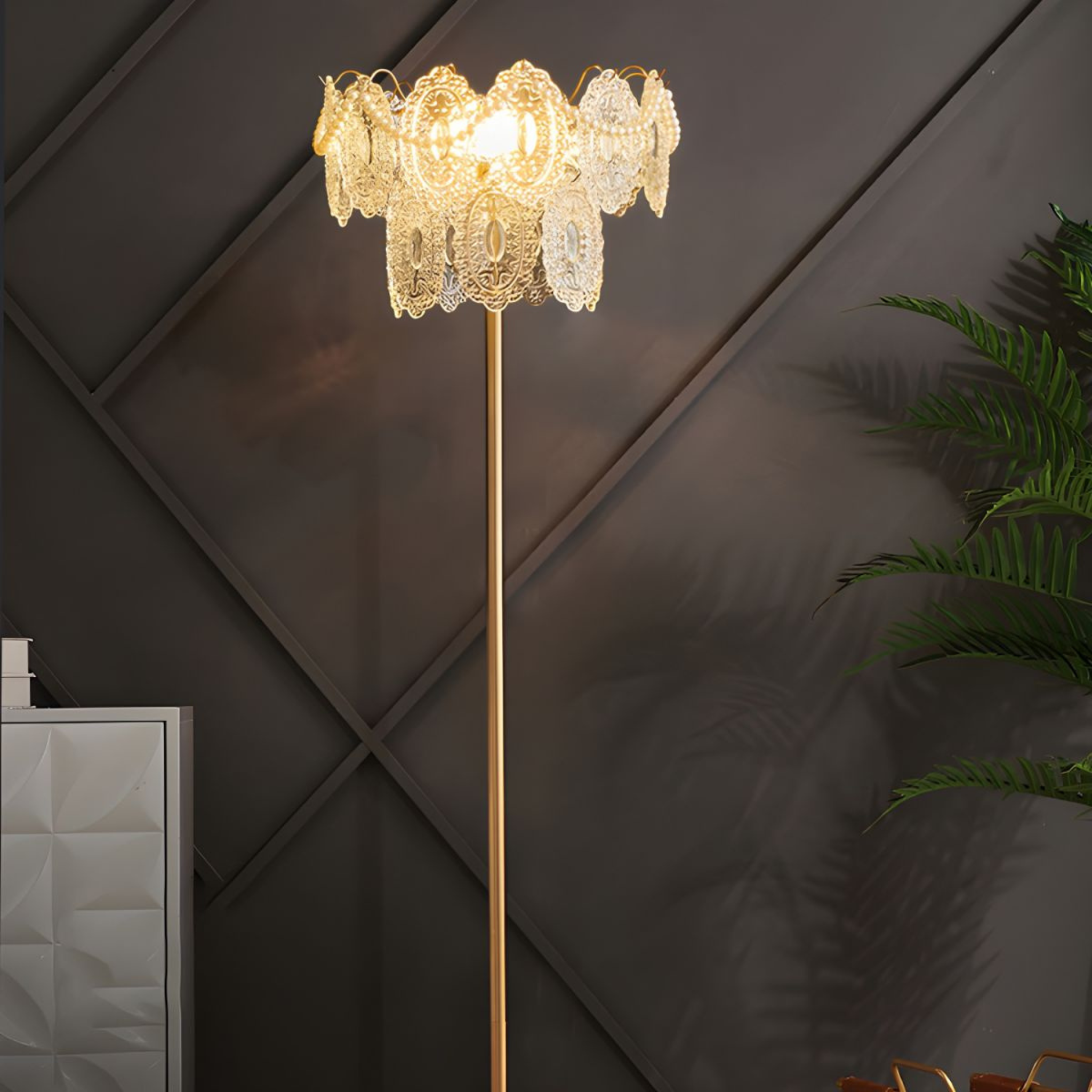 Nordic Crystal LED Floor Lamp Ambient Home Lighting, Lamps, Iseld for Living Room
