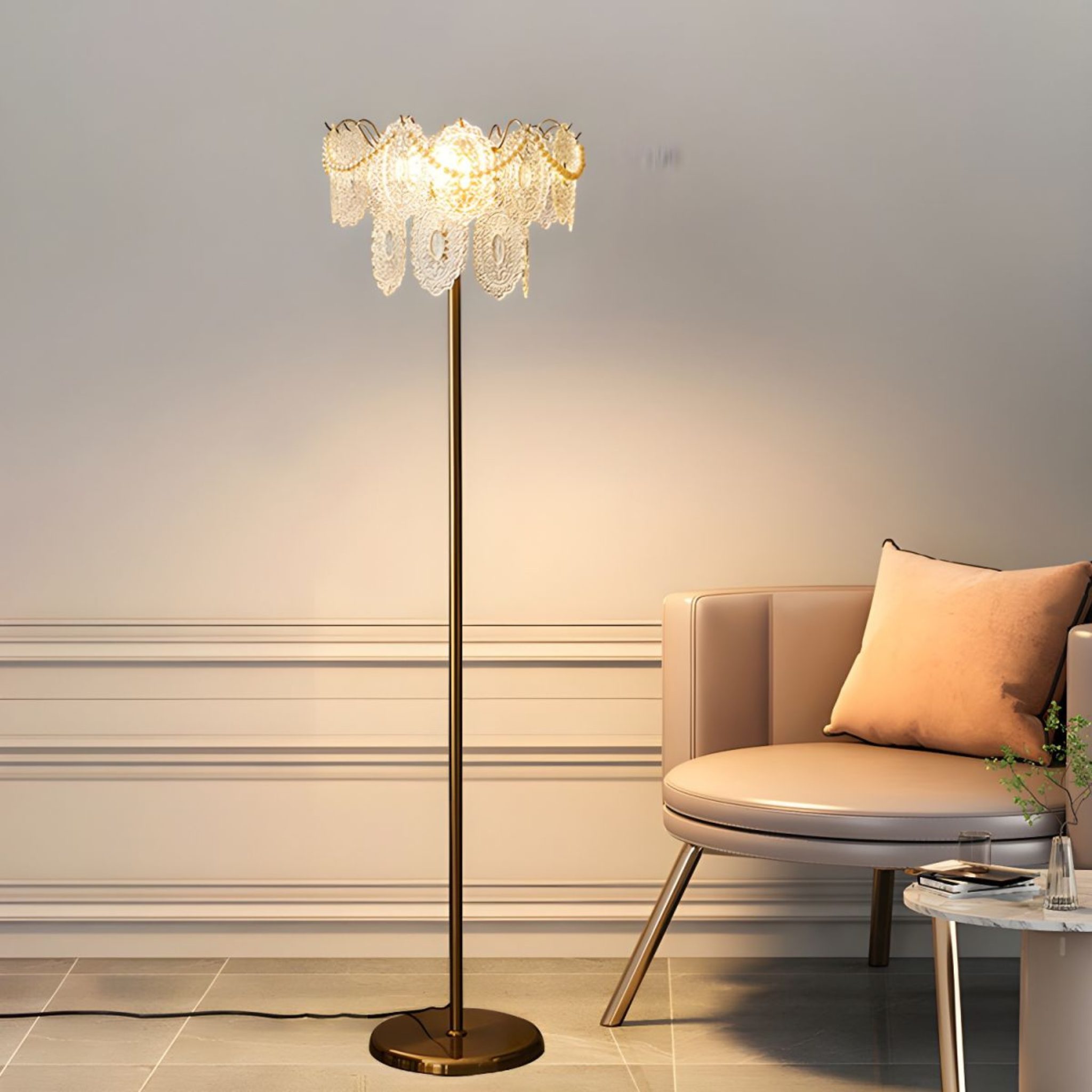 Nordic Crystal LED Floor Lamp Ambient Home Lighting, Lamps, Iseld for Living Room