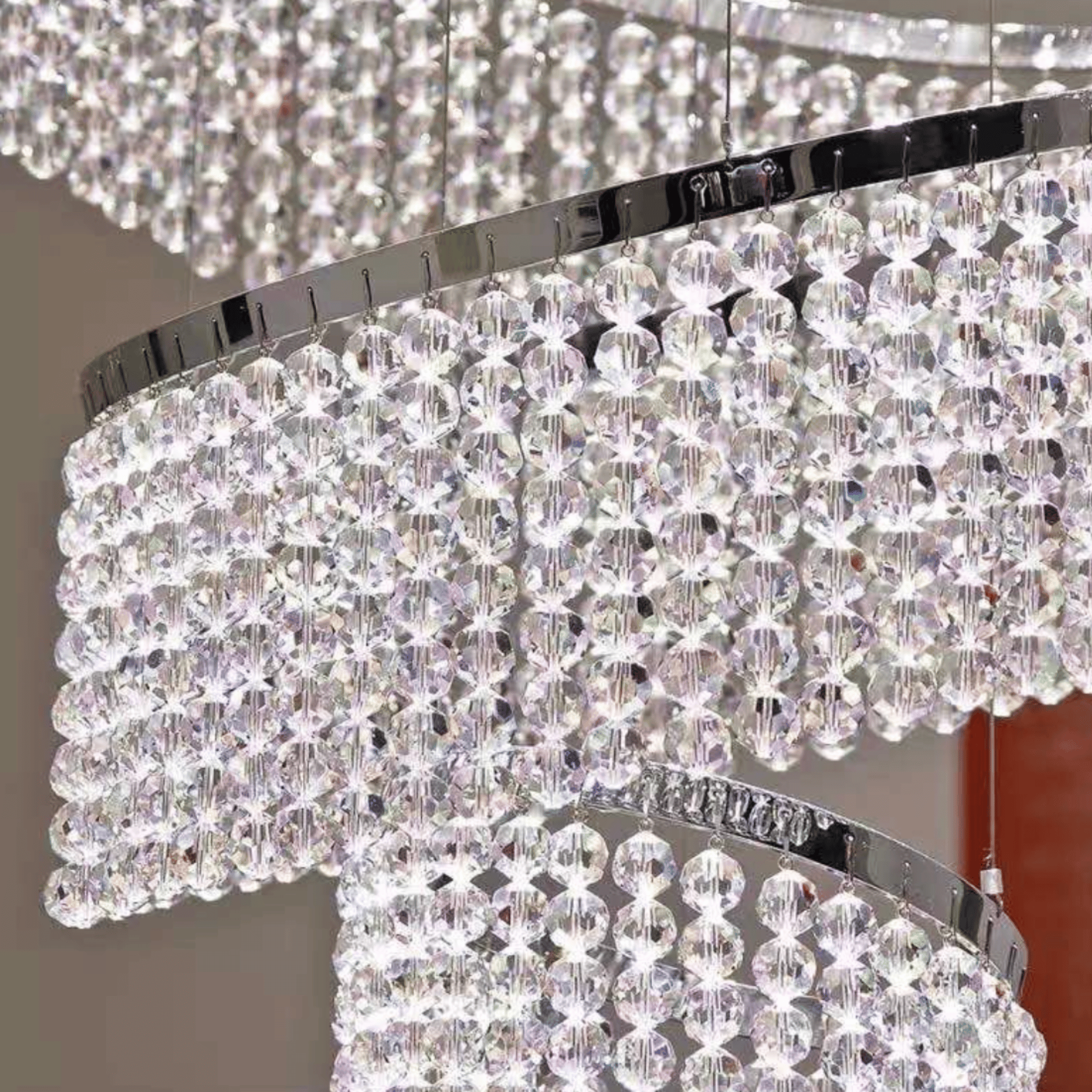 Luxury Crystal Chandelier for Staircase and Villas, Chandeliers, Klarvind Cascading Ring LED