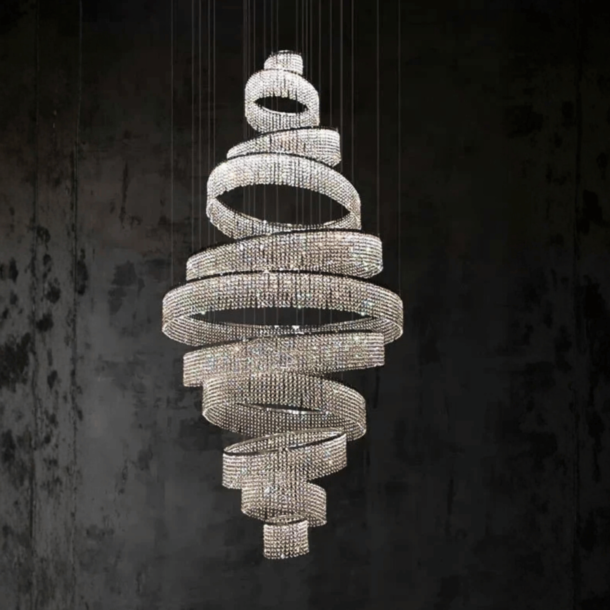 Luxury Crystal Chandelier for Staircase and Villas, Chandeliers, Klarvind Cascading Ring LED