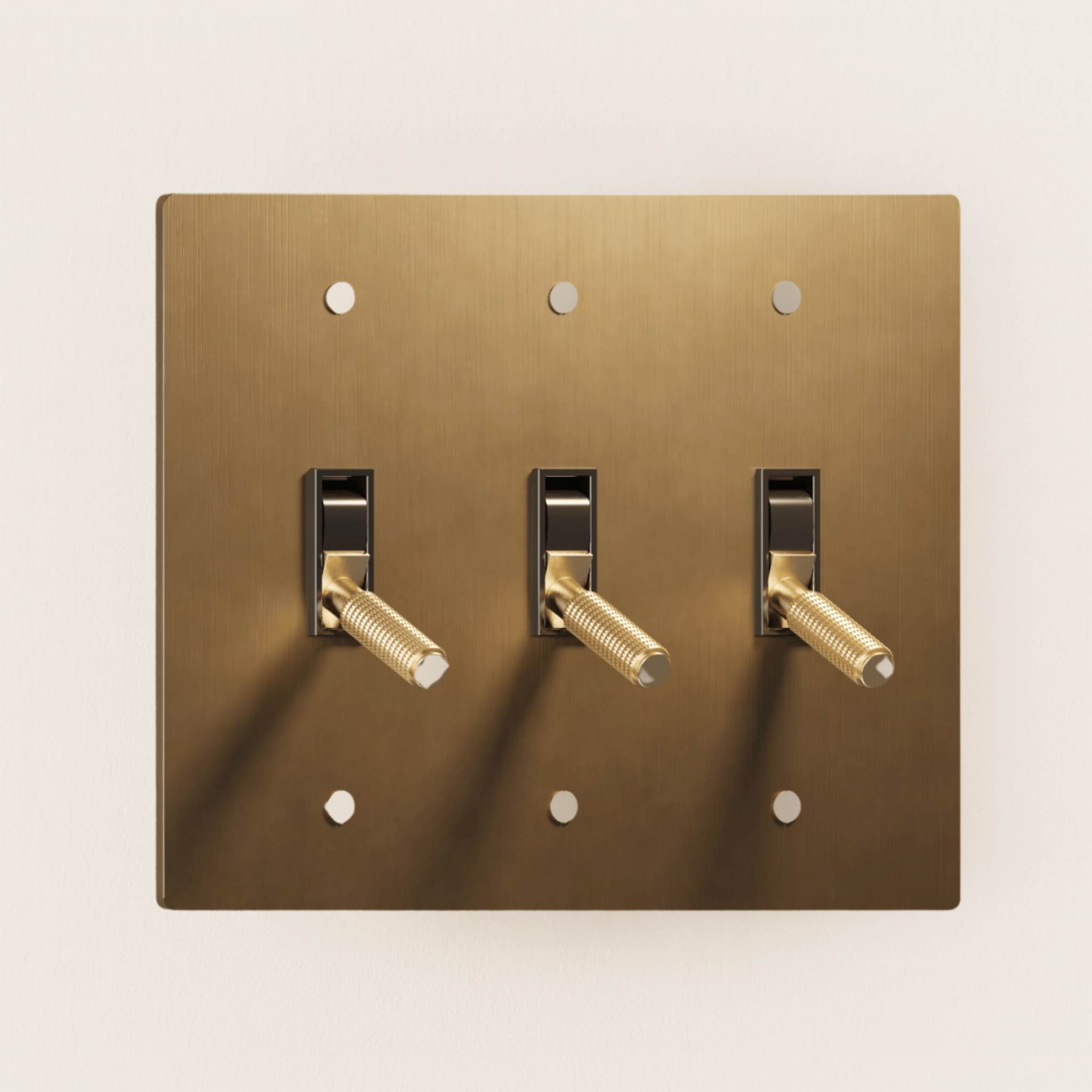 Decorative Brass Toggle Switch Panel | UL Certified, 3TOGGLE, Single-Pole Switches, Knappa