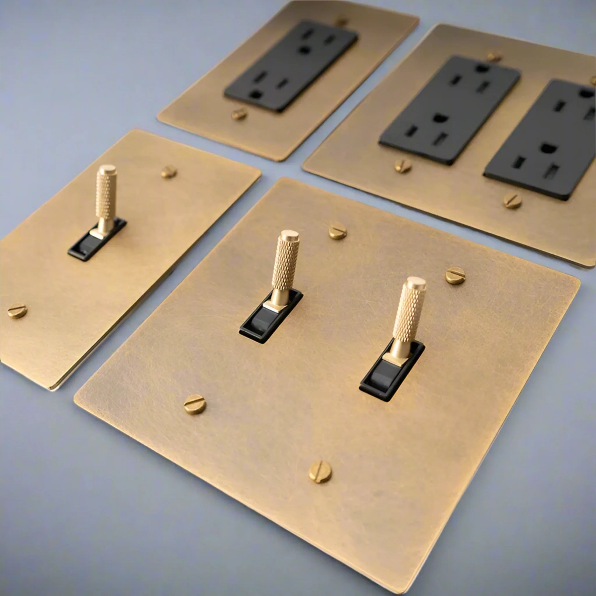 Decorative Brass Toggle Switch Panel | UL Certified, Single-Pole Switches, Knappa