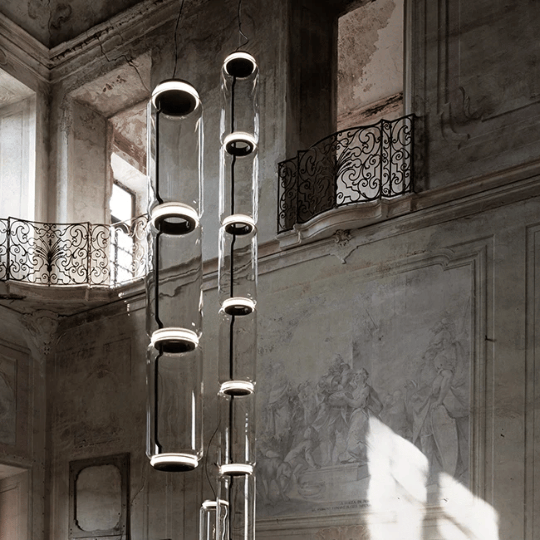 Kolna Glass Pendant Light Minimalist Nordic Decor, Ceiling Fixtures, Hand-Blown Cylinder