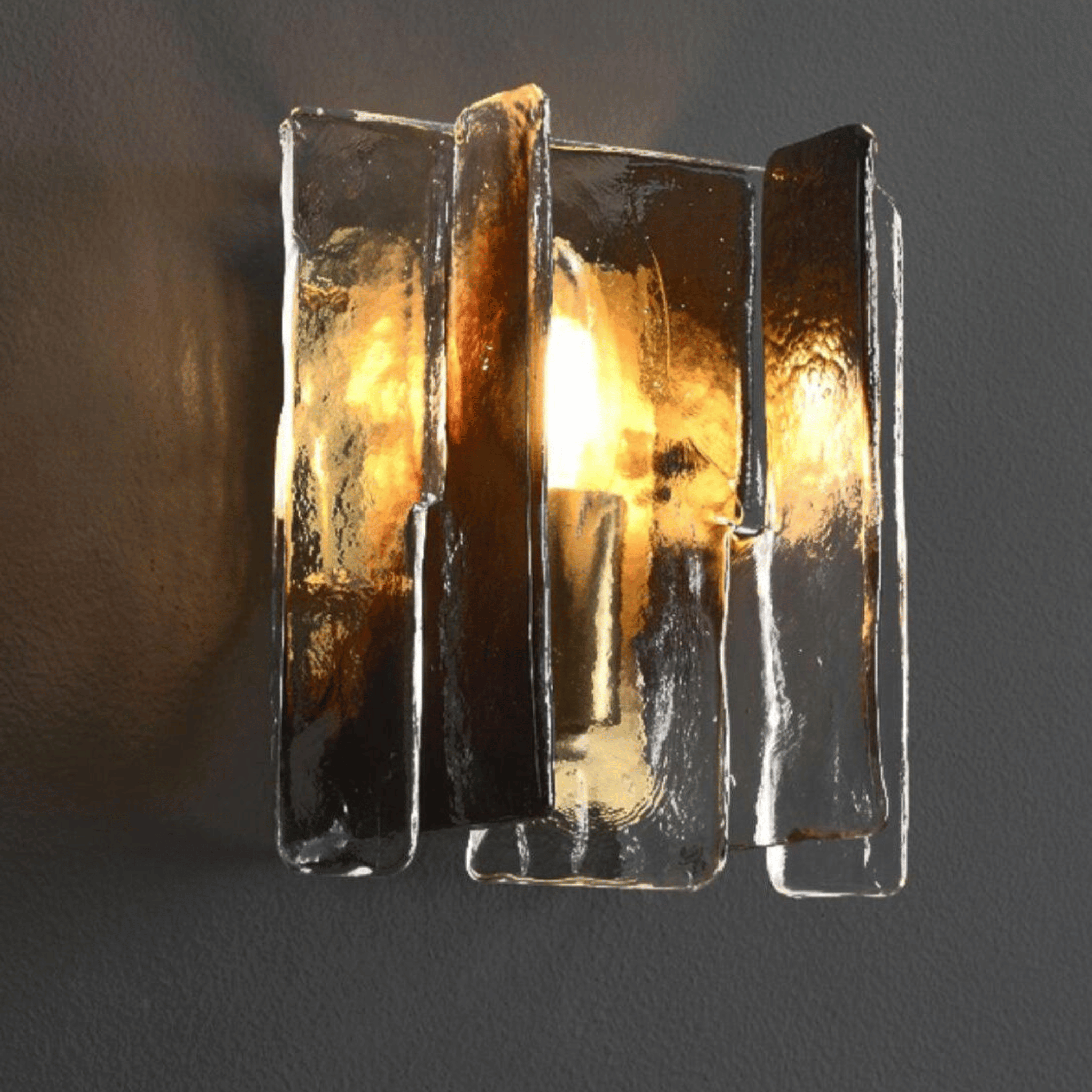 Retro French Glass Wall Lamp - Vintage Copper Sconce, Light Fixtures, Korveld Stained
