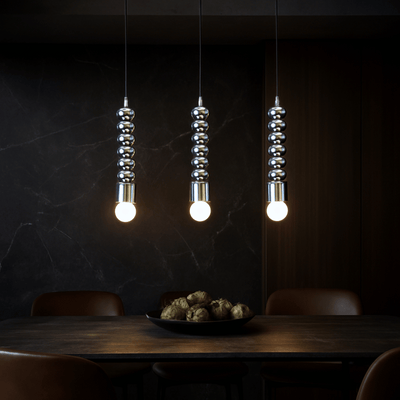 Translation missing: en.Ribbed Chrome Pendant Light Bauhaus Nordic E27, Ceiling Fixtures, Kroma Style