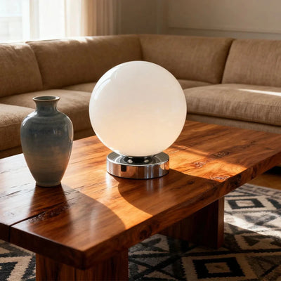 Translation missing: en.Kula Dimmable Glass Bedside Table Lamp – LED Touch, White, Lamps, Vintage