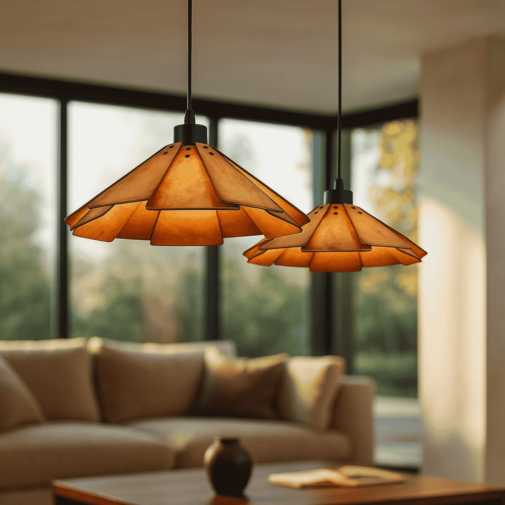 Wabi-Sabi Walnut Pendant Lamp - Skonne Nordic Home, Ceiling Light Fixtures, Kveldro