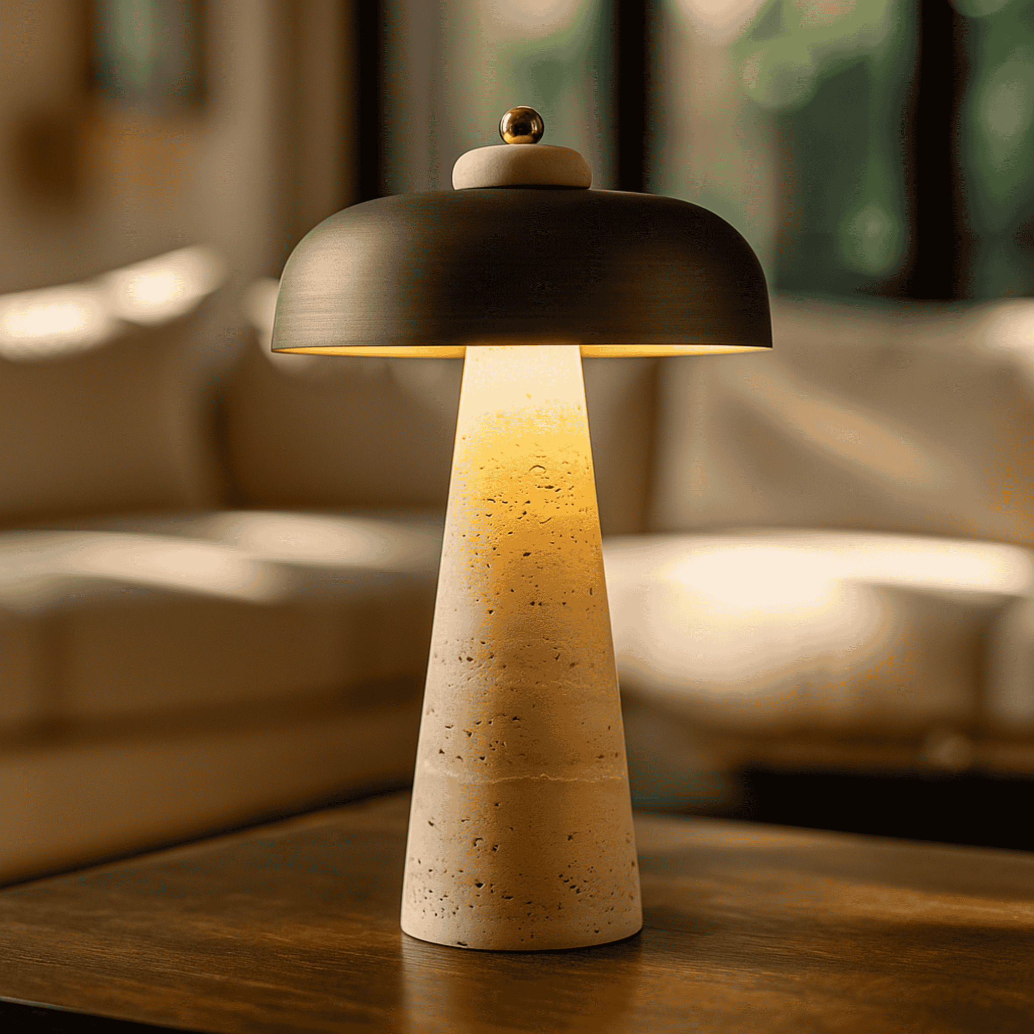 Natural Stone Wireless Dimmable Table Lamp Skonne, Lamps, Kveldstein Rechargeable