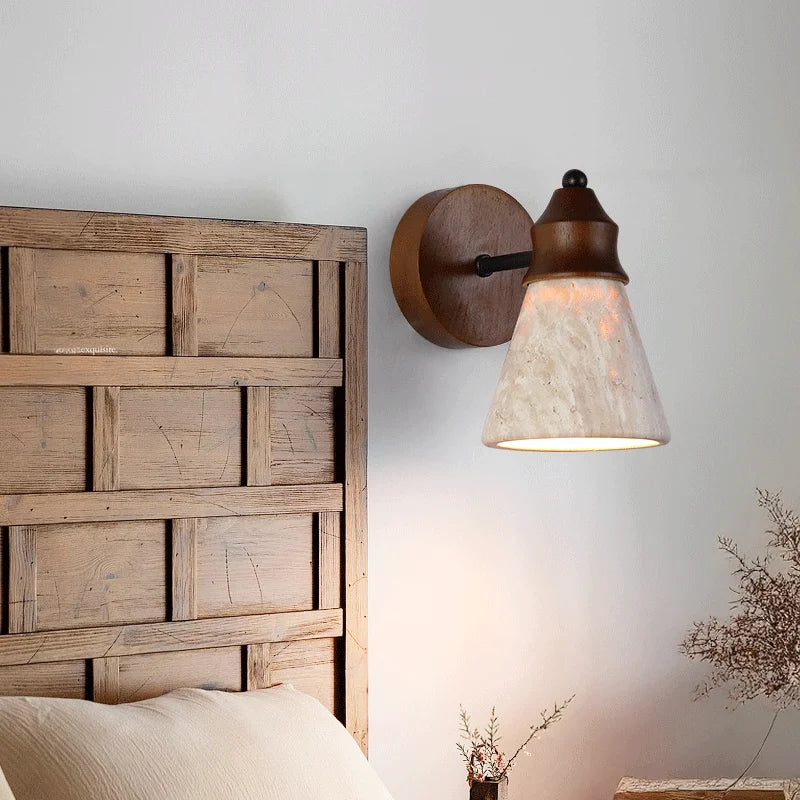 Kvella Travertine Stone Wall Lamp - Nordic Ambiance, Light Fixtures, Handcrafted