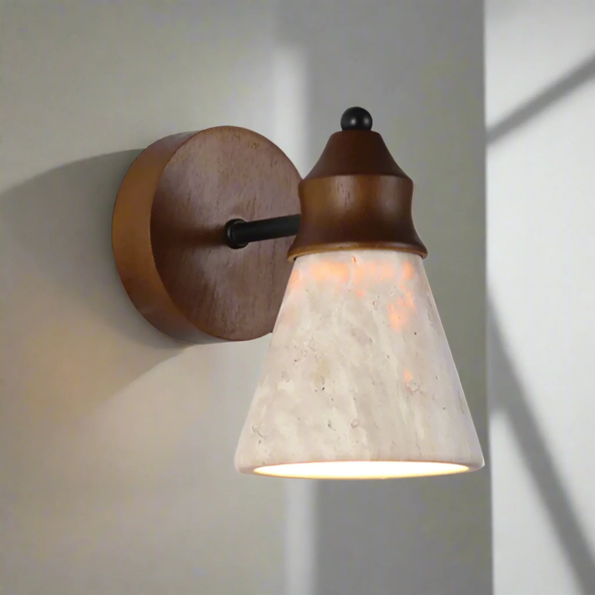 Kvella Travertine Stone Wall Lamp - Nordic Ambiance, Light Fixtures, Handcrafted