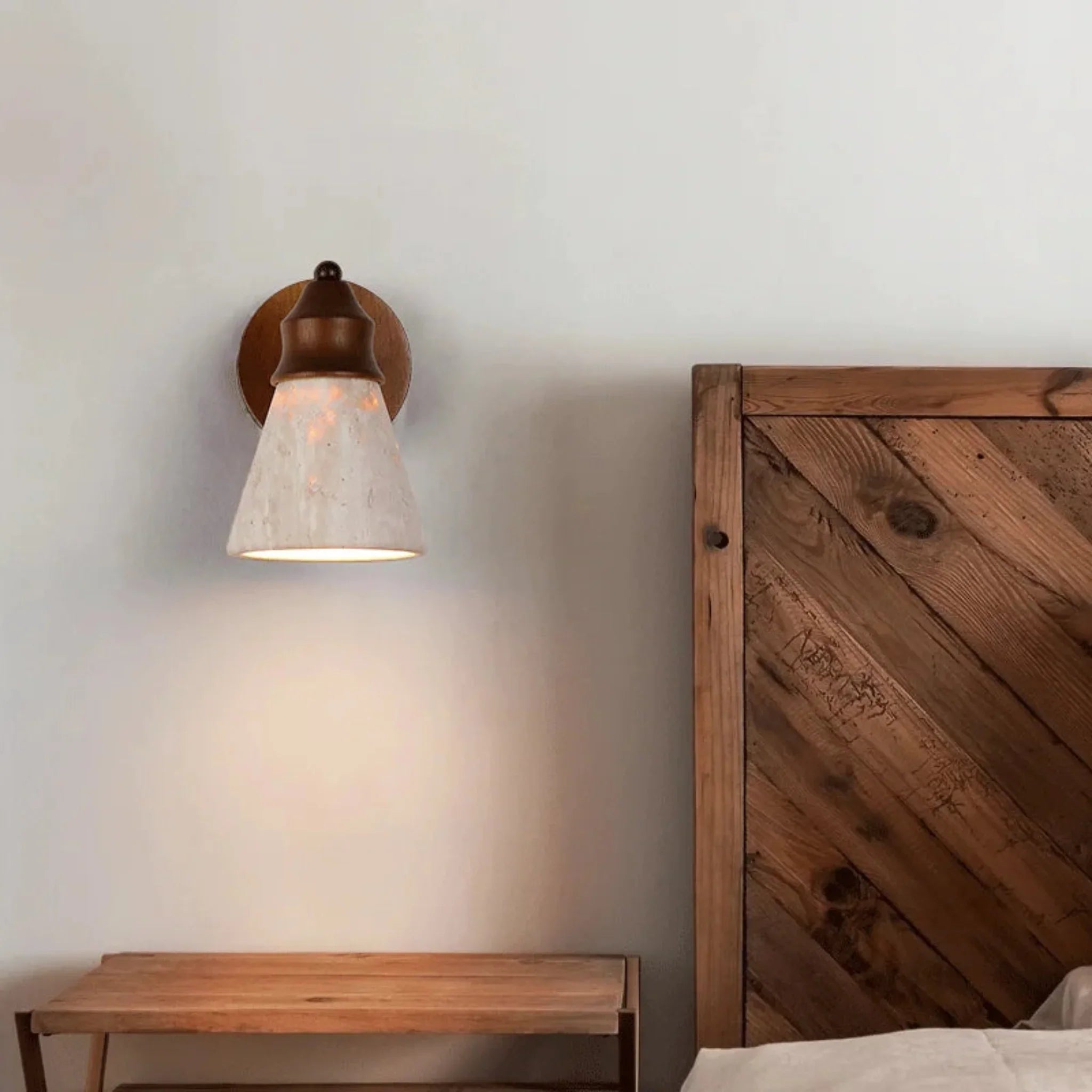 Kvella Travertine Stone Wall Lamp - Nordic Ambiance, Light Fixtures, Handcrafted