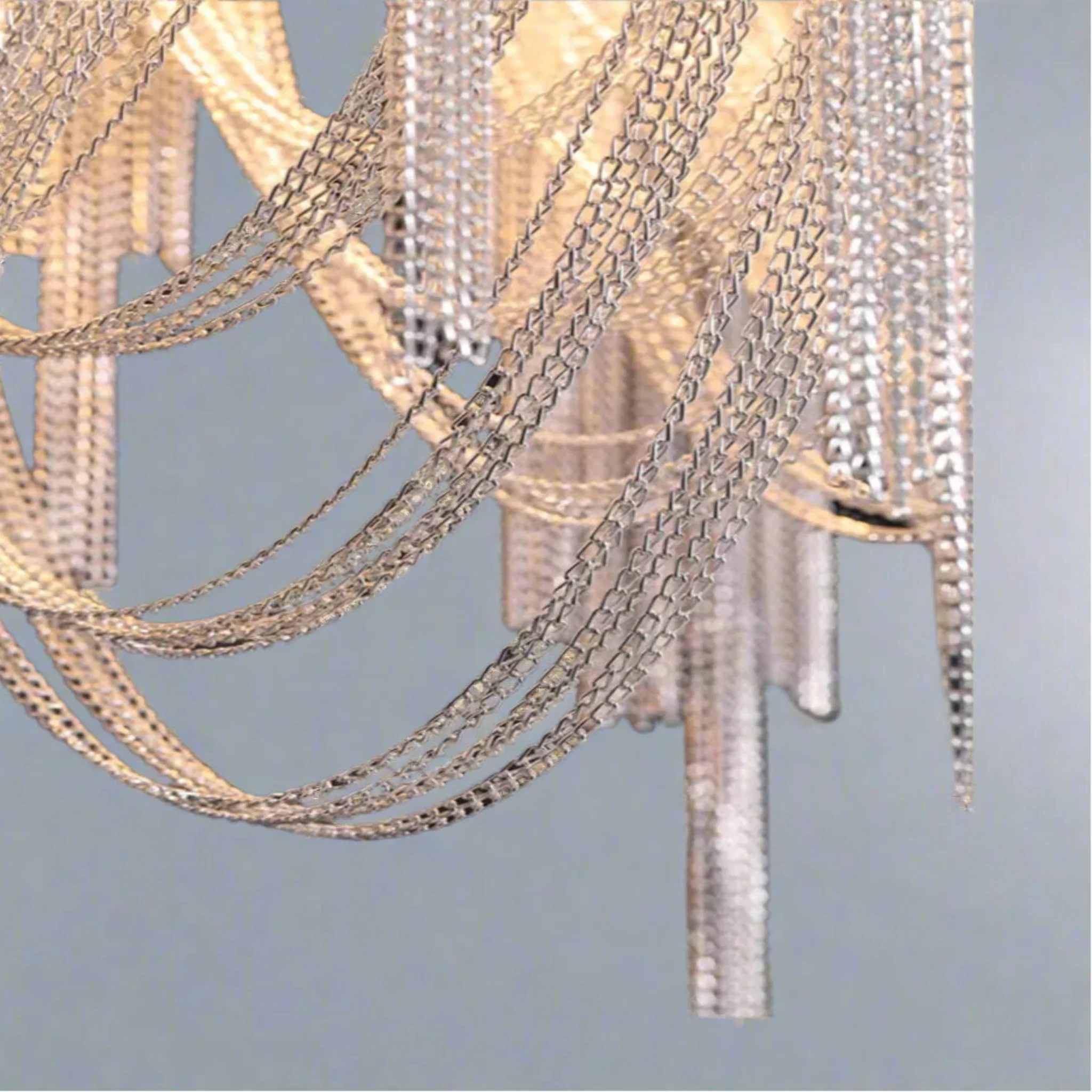 Lenka Luxury Chrome Chain Tassel Wall Sconce, Light Fixtures, for Modern Homes