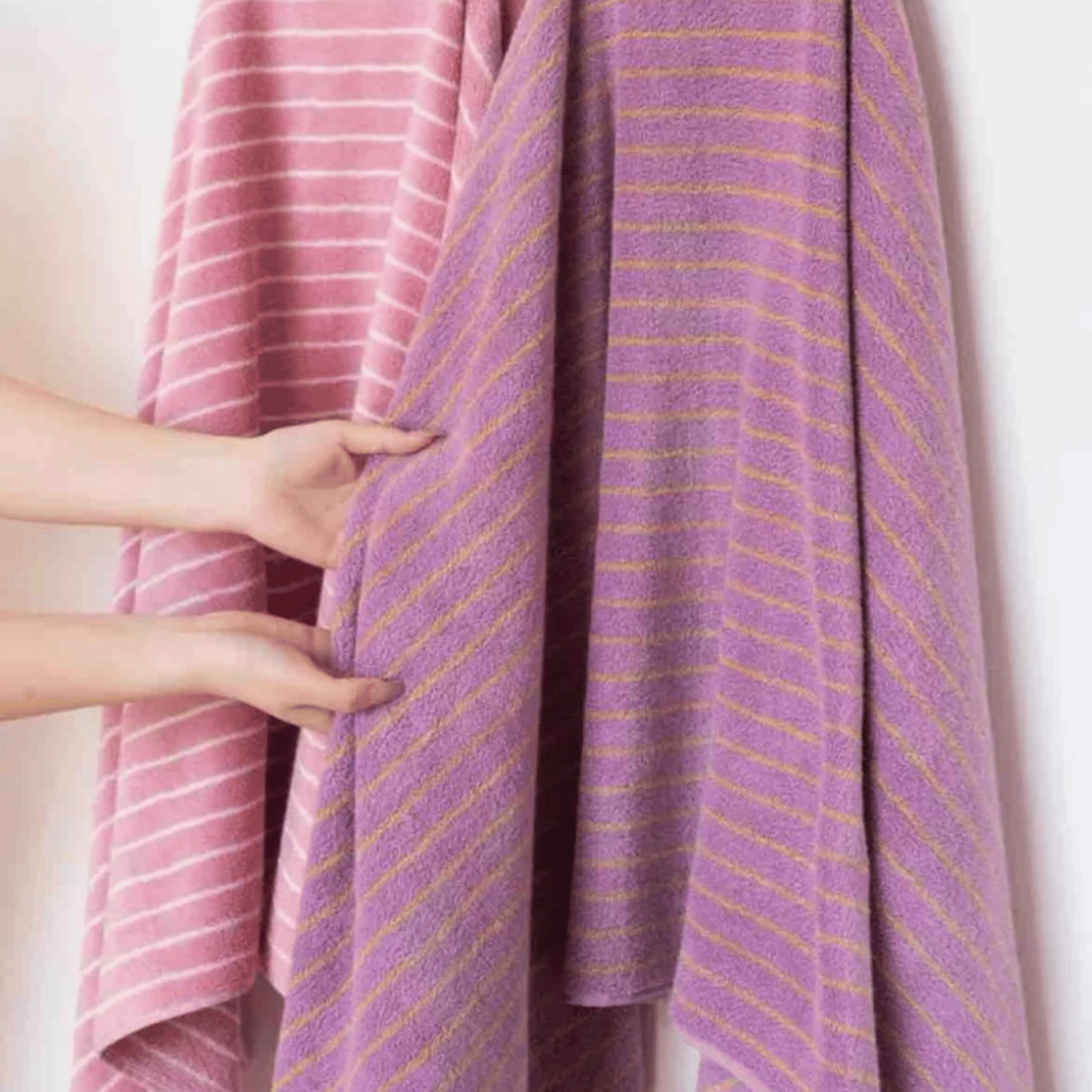 Lindvev Retro Lavender Stripe Combed Cotton Towel, Bath, Towels, 100% Set