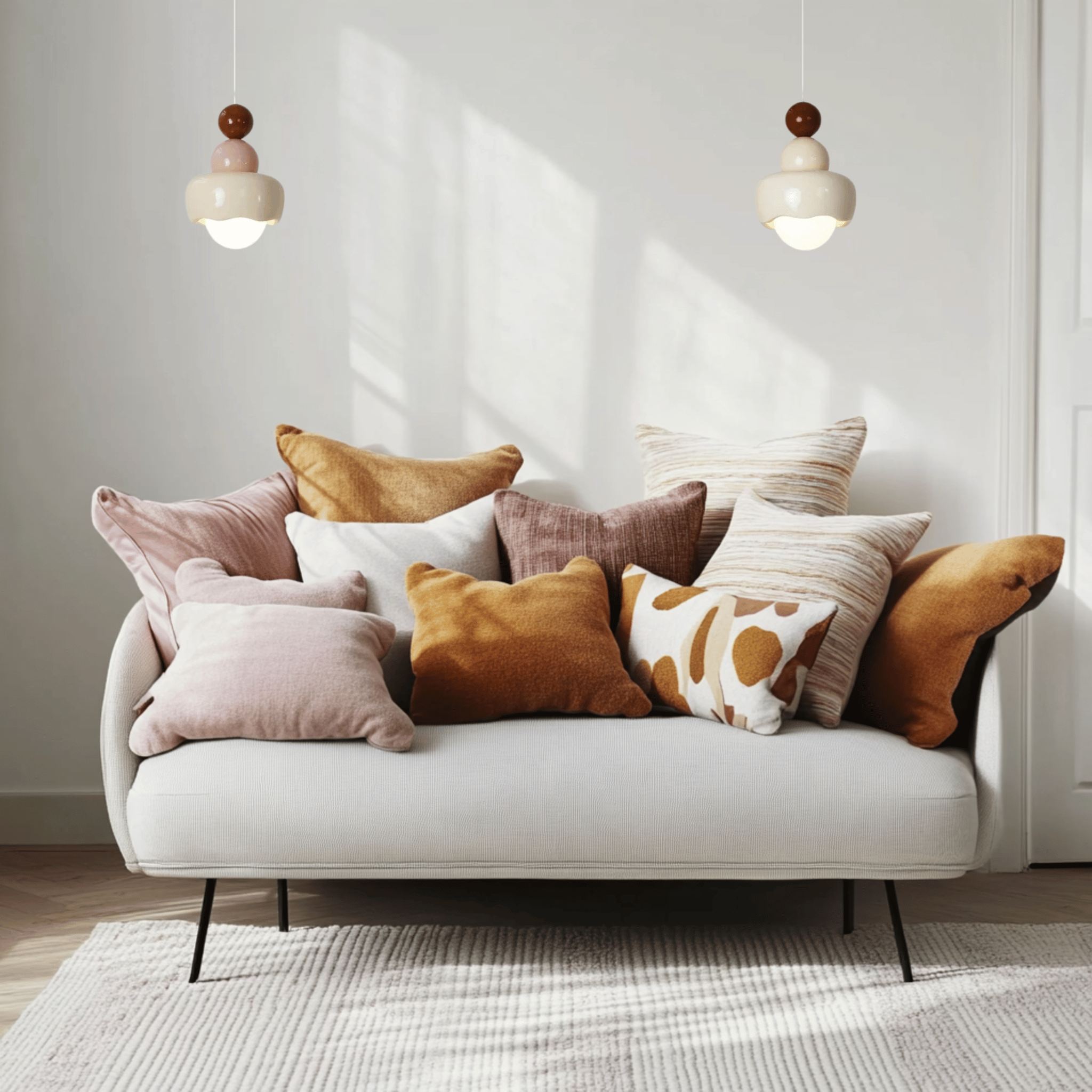 Cream Resin Glass Pendant Light for Bedroom Decor, Ceiling Fixtures, Ljuva