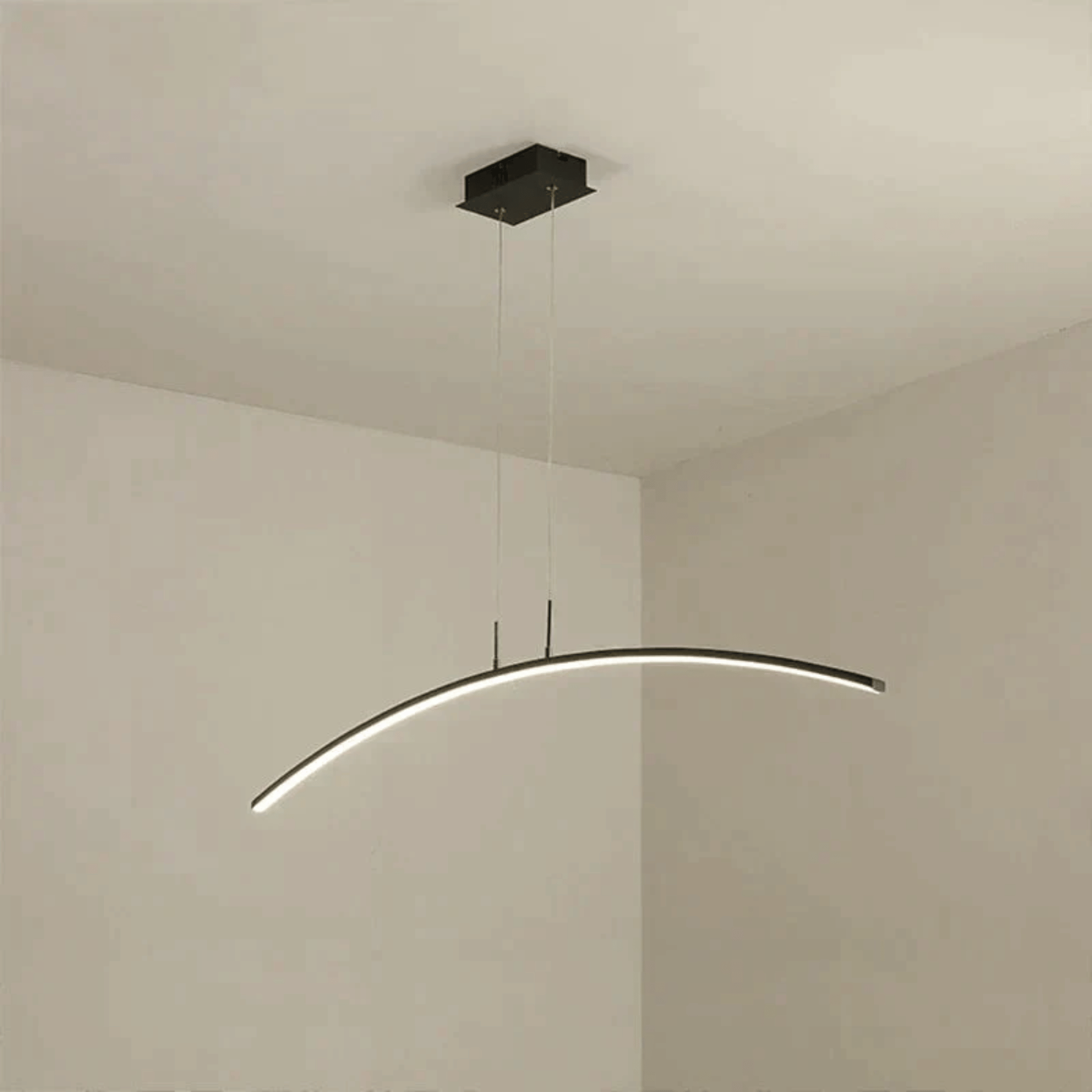 Curved Arc LED Chandelier – Nordic Pendant Lights, Ceiling Light Fixtures, Lysbu in Black
