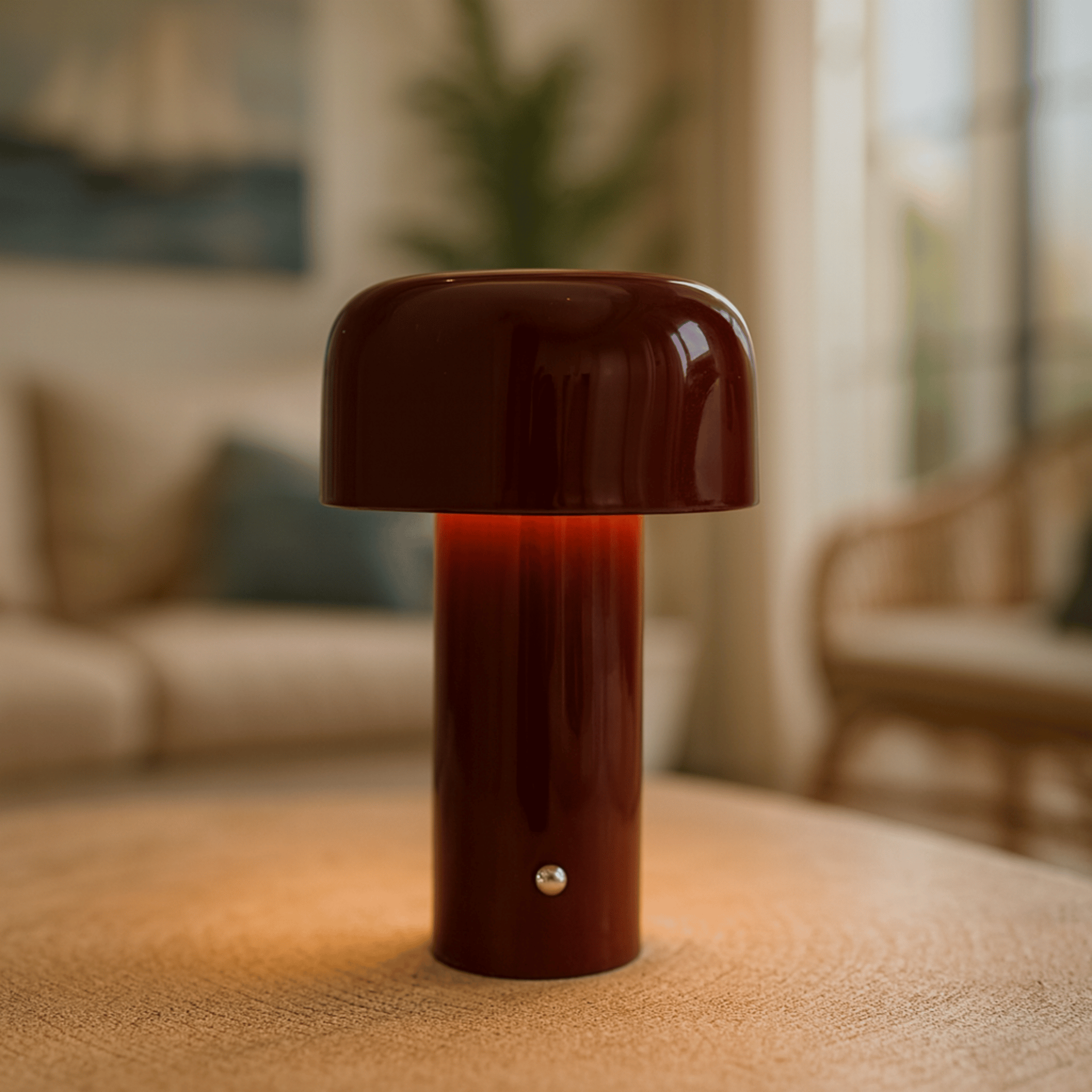 Lysglo Cordless Touch Dimmable LED Table Lamp, Burgundy, Lamps, Rechargeable Dimming