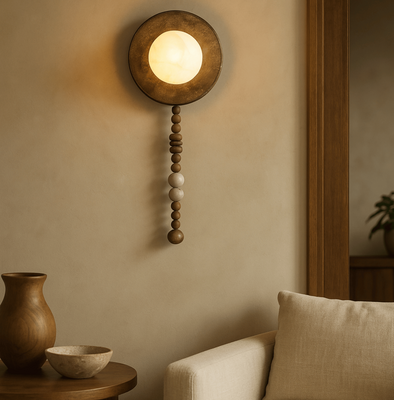 Translation missing: en.Marble Wood Wall Sconce - Retro Art Deco LED Light, 3-Color Adjustable, Fixtures, Marved