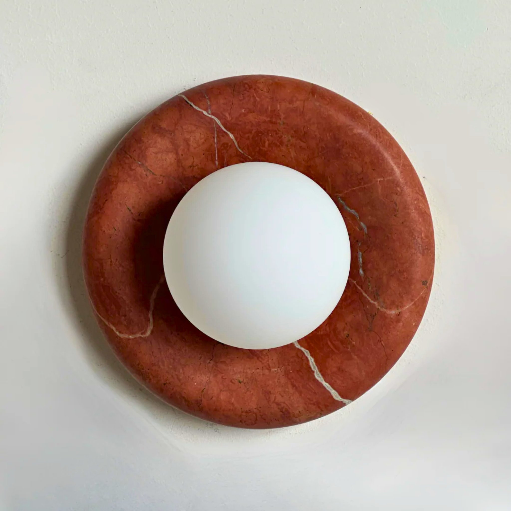 Red Natural Marble Wall Sconce Luxury Bedroom Light, Fixtures, Marvei Modern