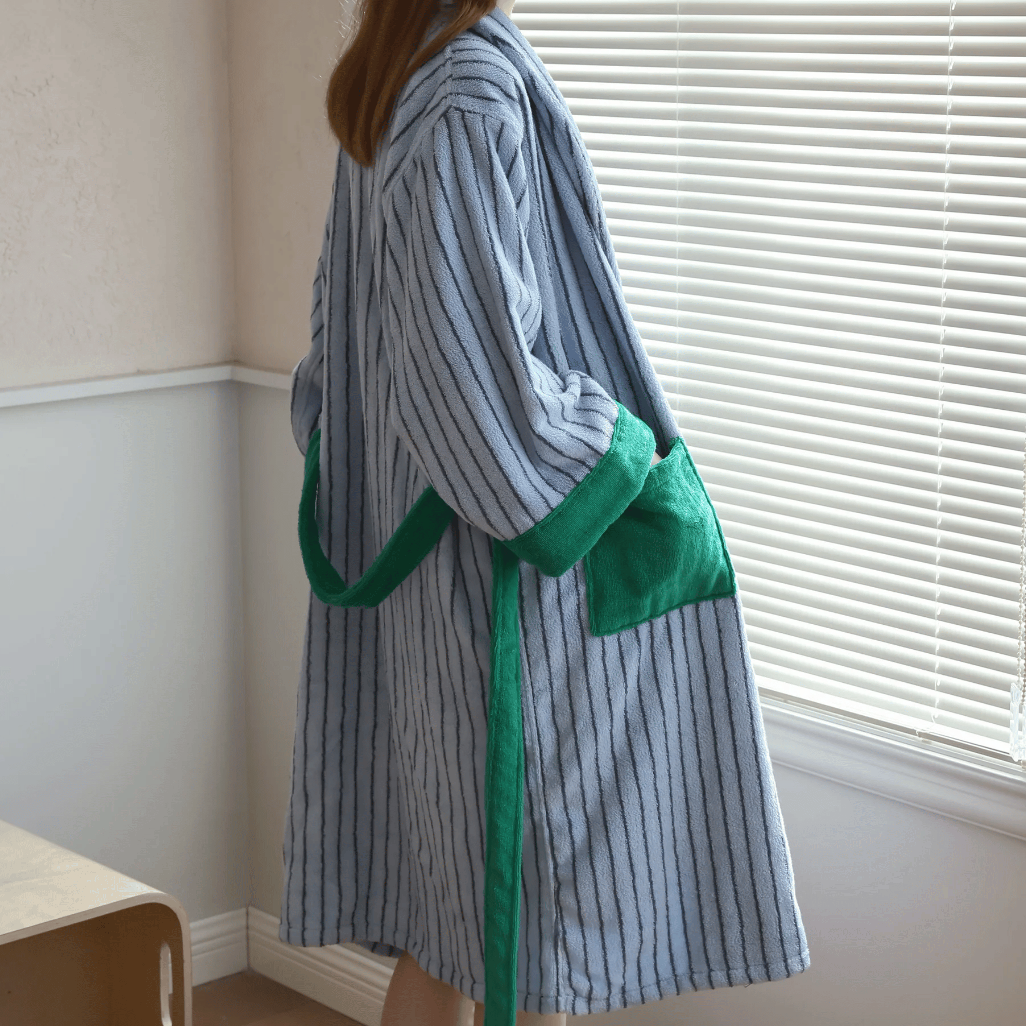 Myrka Organic Cotton Striped Spa Bathrobe | Skonne, Robes, Jacquard Stripe