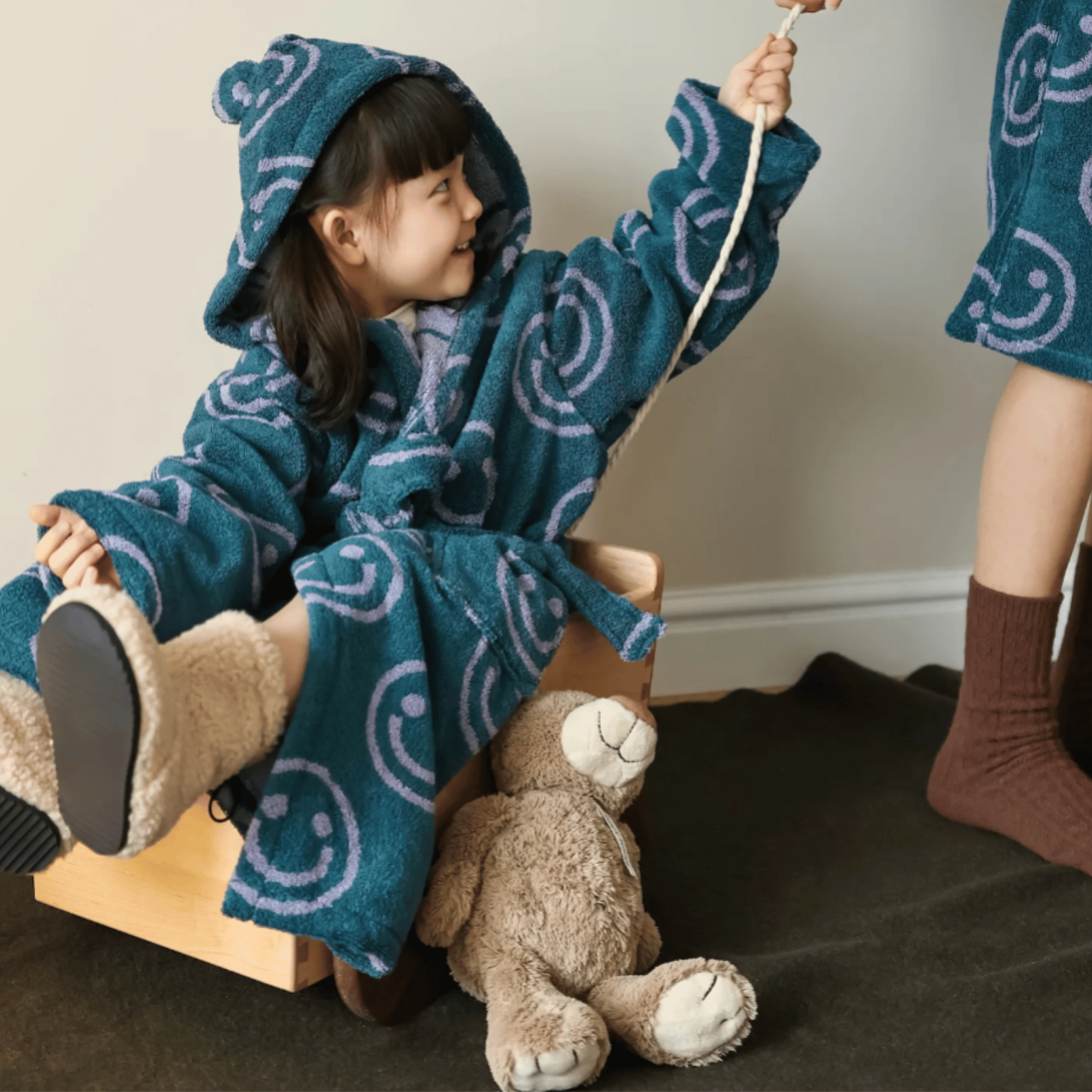 Soft Kids Hooded Smiley Cotton Bathrobe by Skonne, Robes, Mysa Design