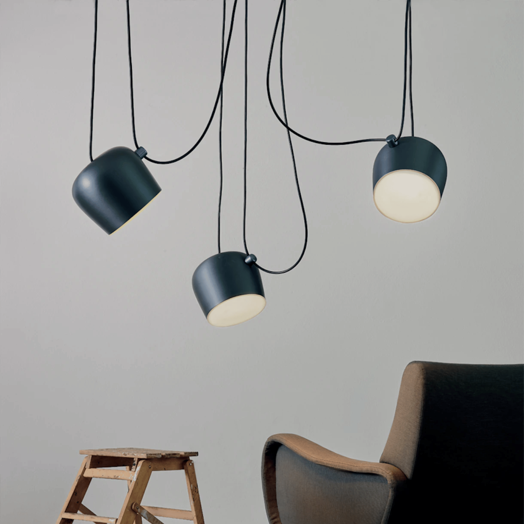 Nattvik Black Aluminum Drum Pendant Light for Dining, 4 head, Ceiling Fixtures, Multi-Head