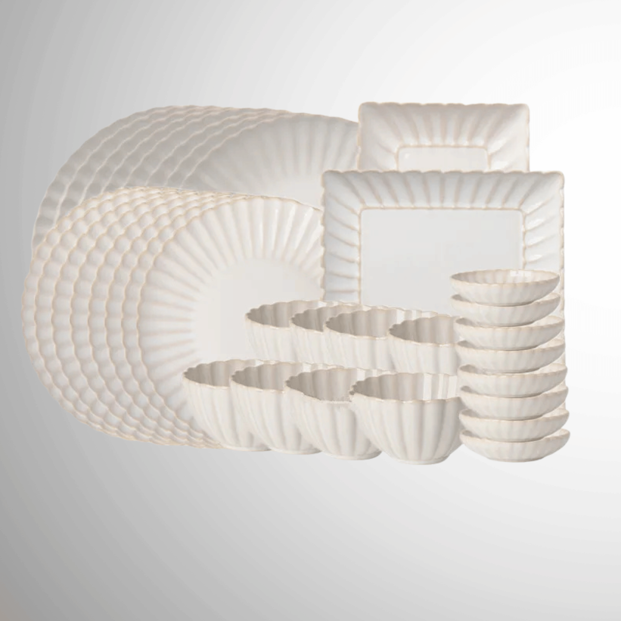 Blomra Fluted Ceramic Dinnerware Set - 4 to 8 pcs, Sets, Nordic Matte Glaze Finish