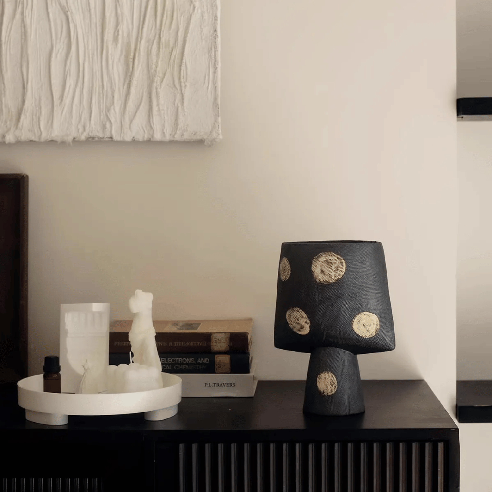 Prikka Geometric Ceramic Vase for Nordic Interiors, Luna Shade, Vases, Handcrafted with Gold Detail