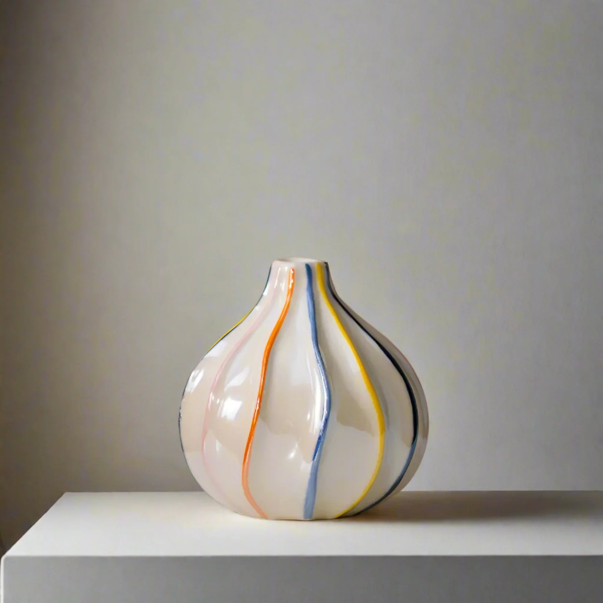 Randal Colorful Ceramic Vase — Nordic Stripe Design, Small, Vases, Multicolor Striped Decor