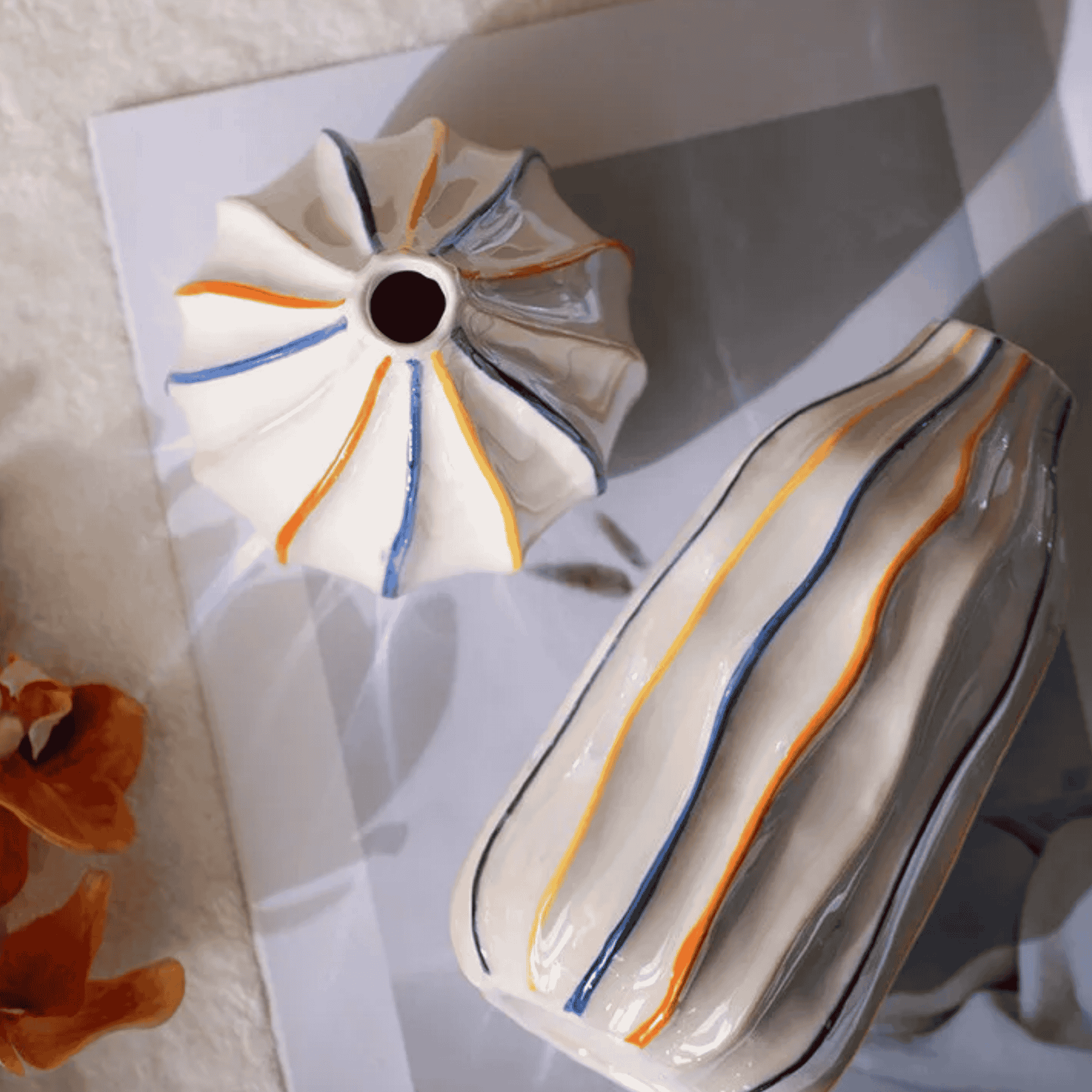 Randal Colorful Ceramic Vase — Nordic Stripe Design, Vases, Multicolor Striped Decor