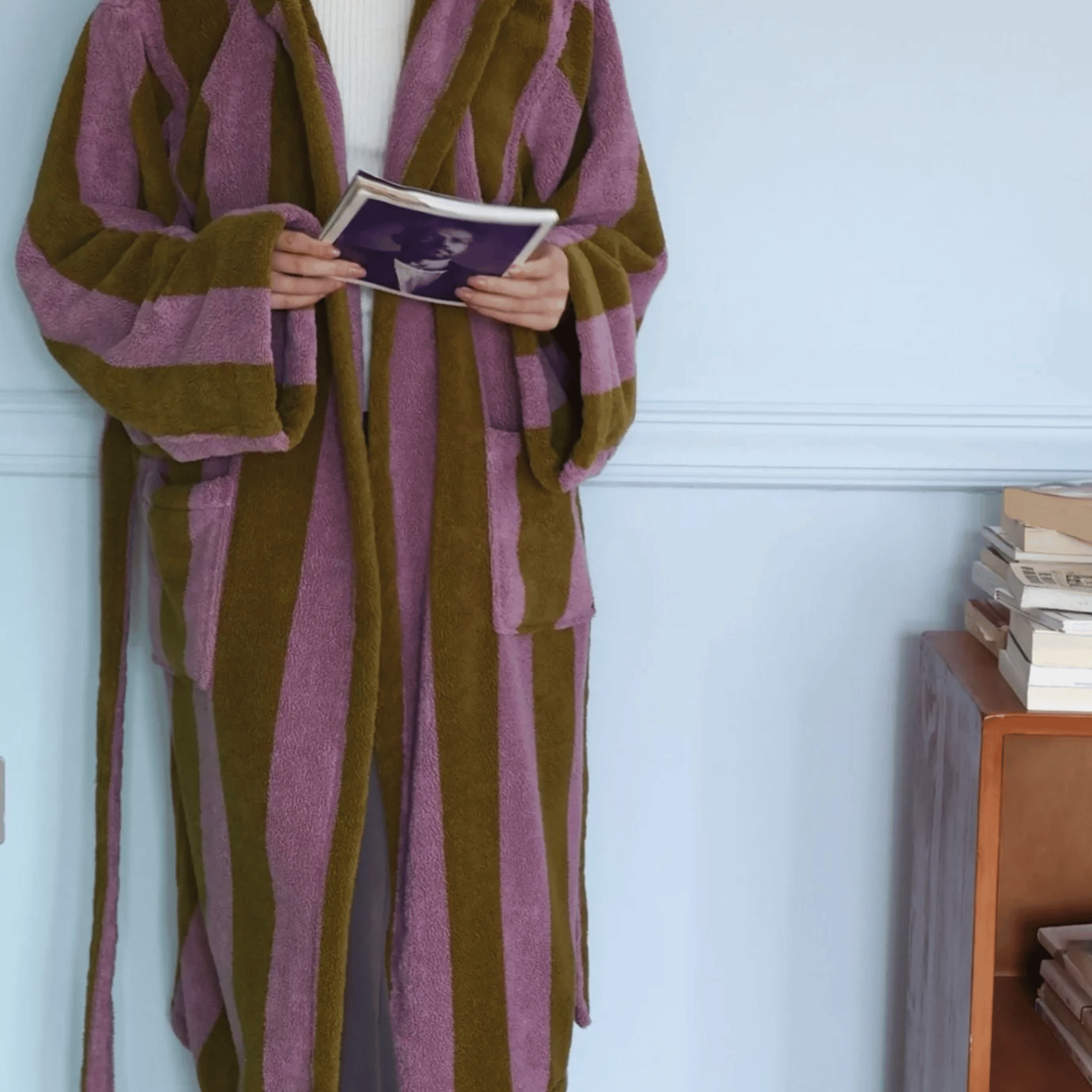 Randvik Stripe Organic Cotton Bathrobe Spa Feel, Robes, 100% Jacquard