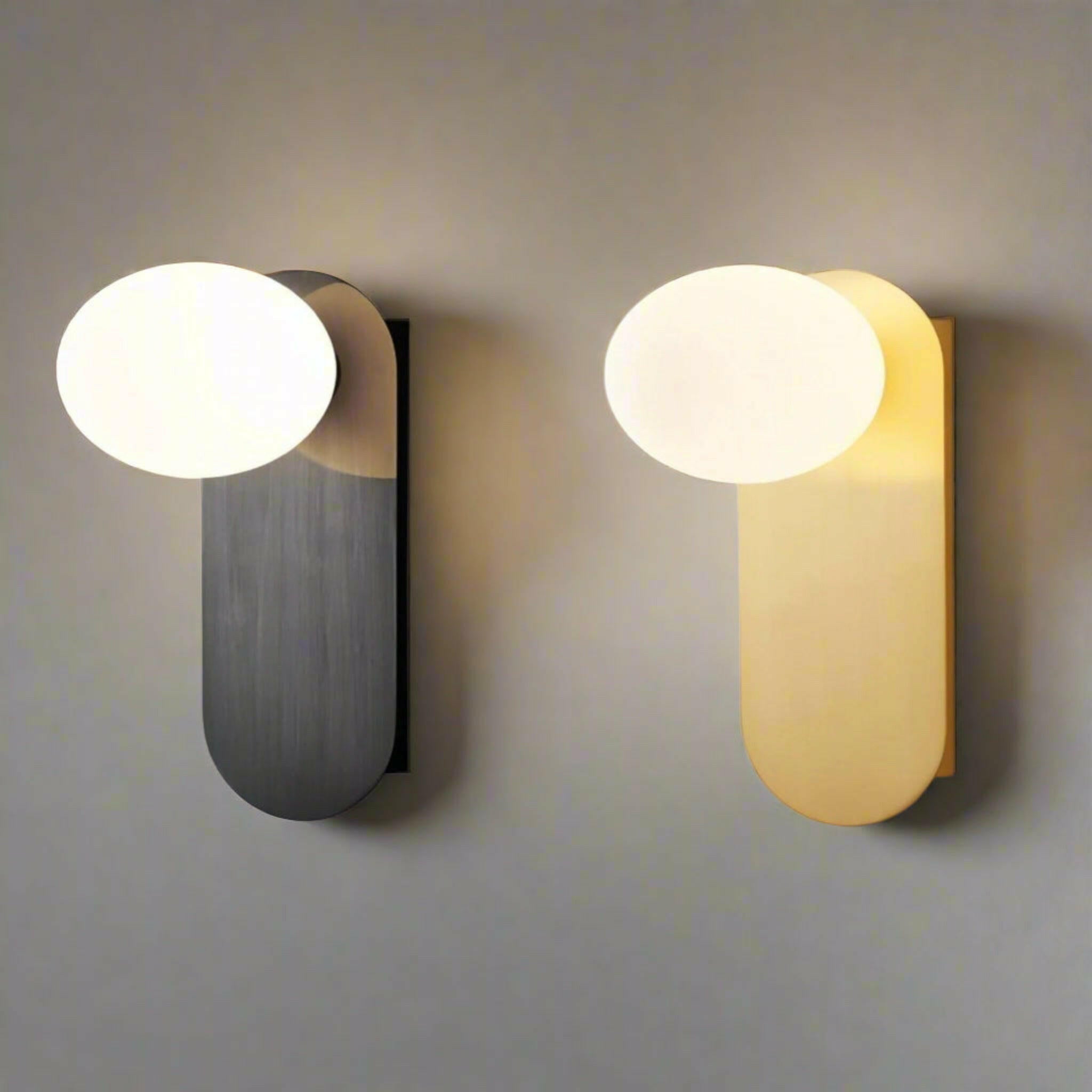 Ringa Frosted Glass LED Wall Sconce Black or Gold, Light Fixtures, Modern