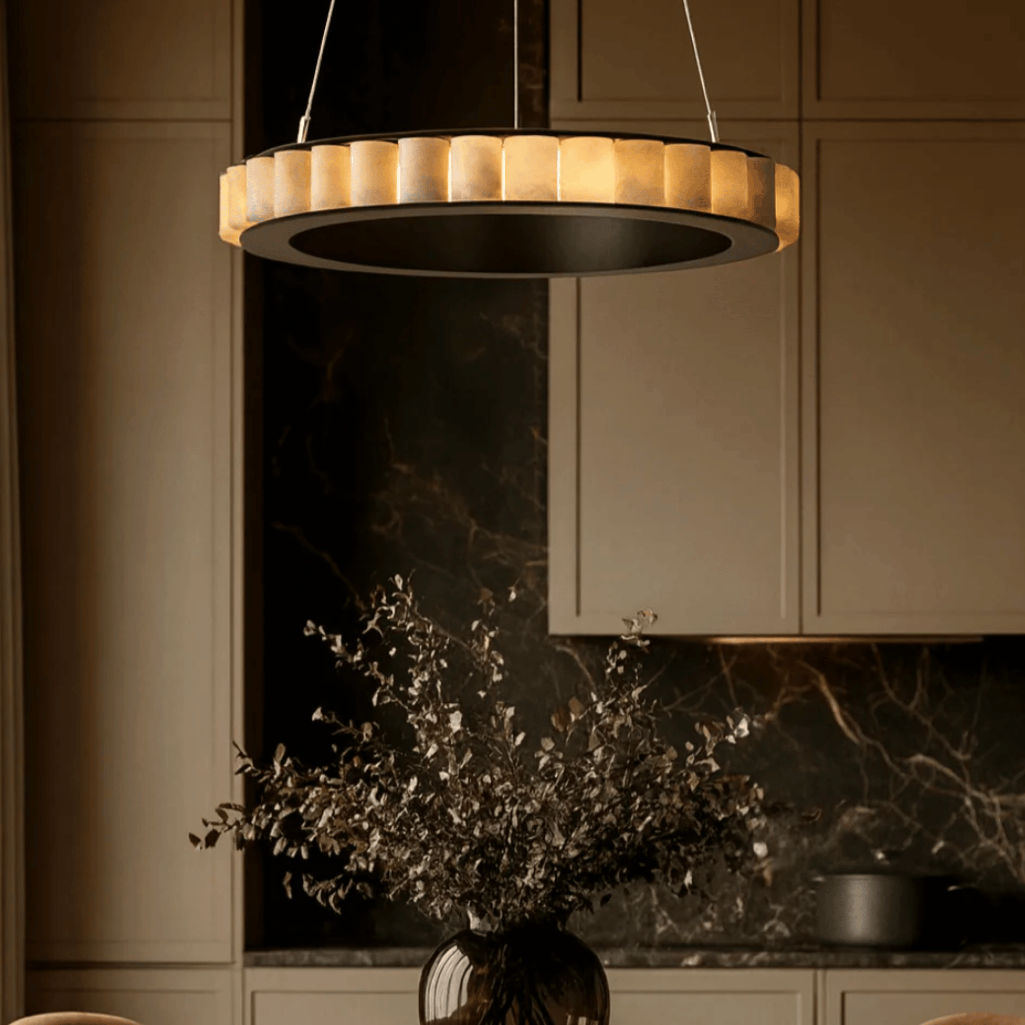 Ringmor Marble Halo Pendant Light — Nordic Design, Ceiling Fixtures, Sculptural LED