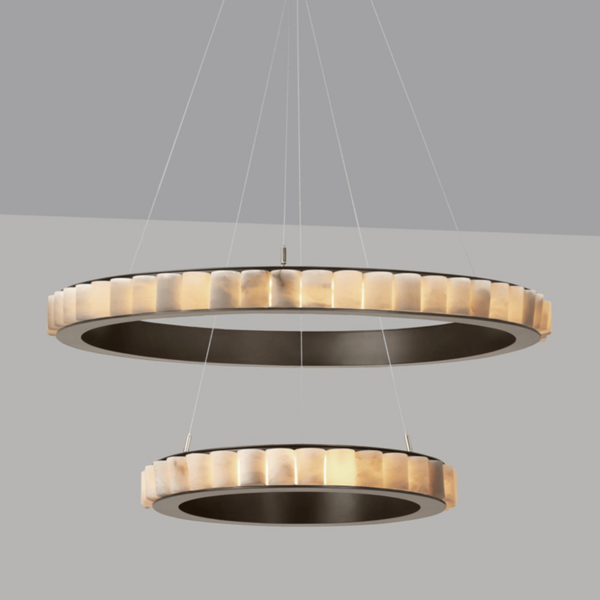 Ringve Marble Dual Ring Pendant Light for Dining Room, Ceiling Fixtures, White LED