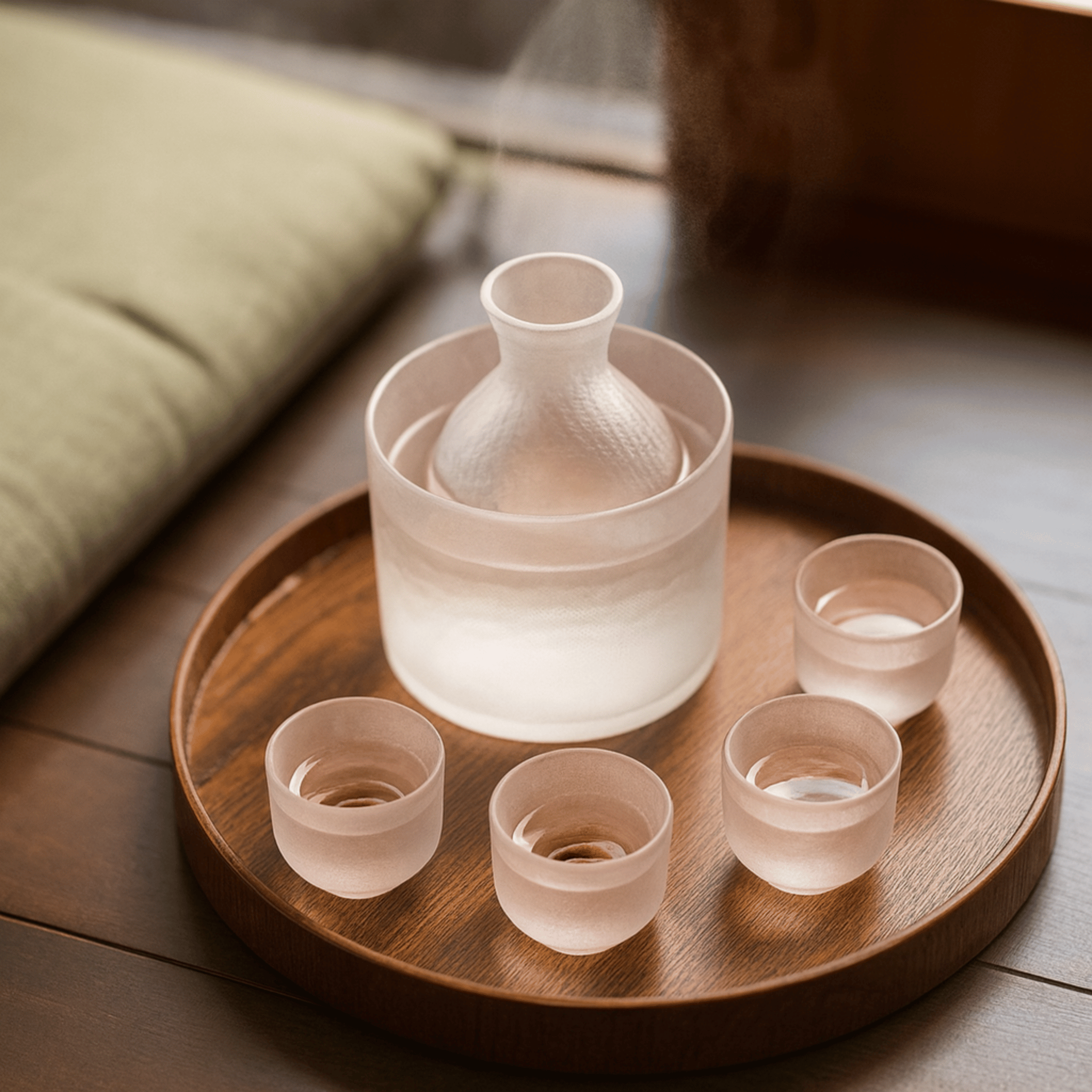 Rinne 6-Piece Glass Sake Set for Japanese Spirits, Drinkware Sets, Serving
