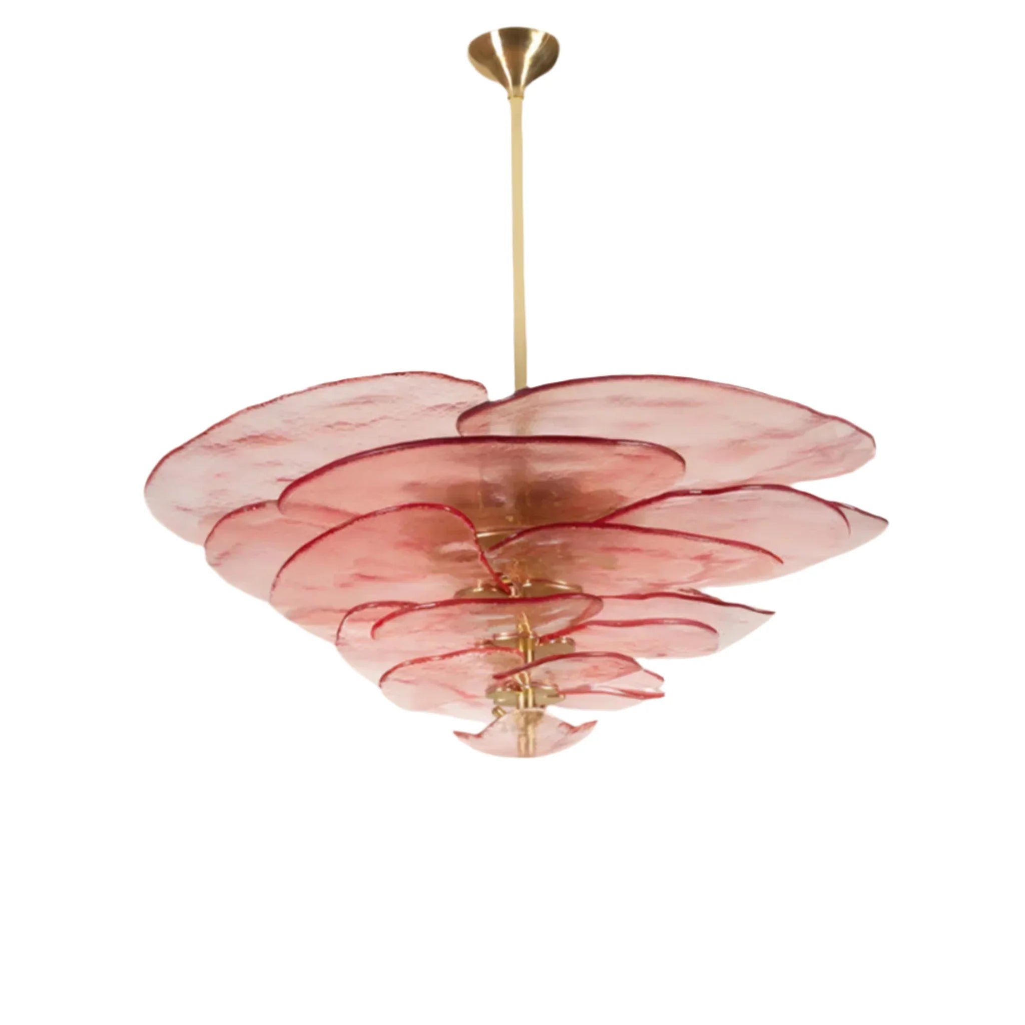 Handcrafted Pink Stained Glass Ceiling Chandelier, Light Fixtures, Roslyn