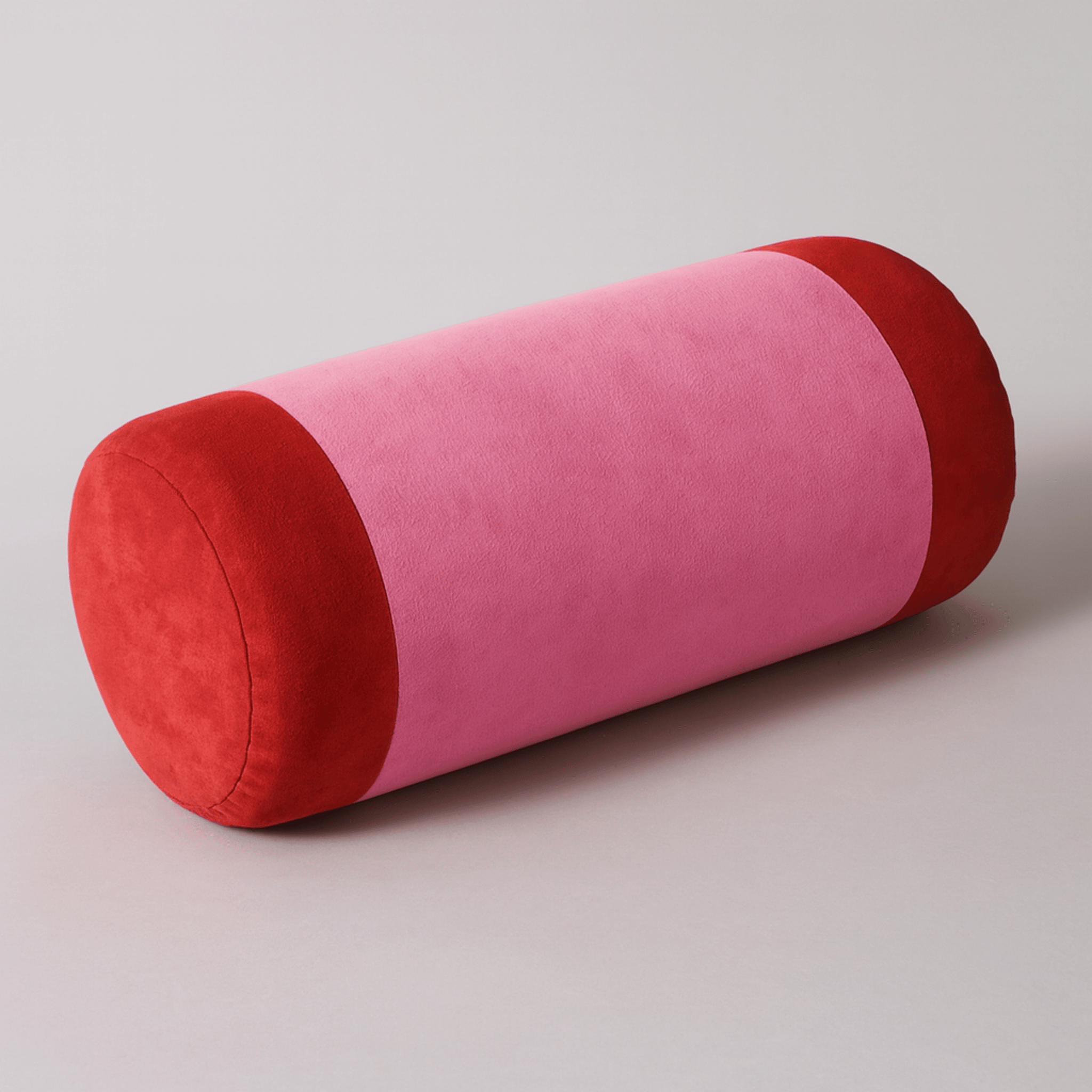 Rulla Velvet Neck Roll Pillow for Bed or Sofa, Pink, Throw Pillows, Bolster with Support