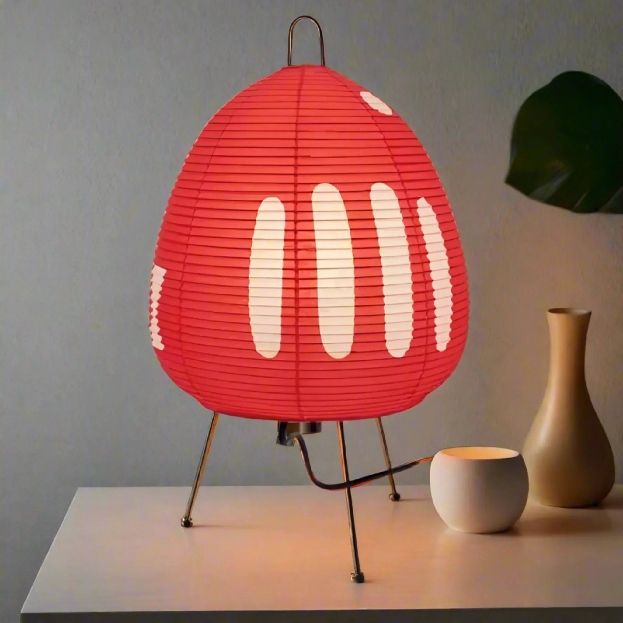 Shiro Rice Paper Lamp Minimalist Ambient LED Decor, Red, Table Lamps, Nordic