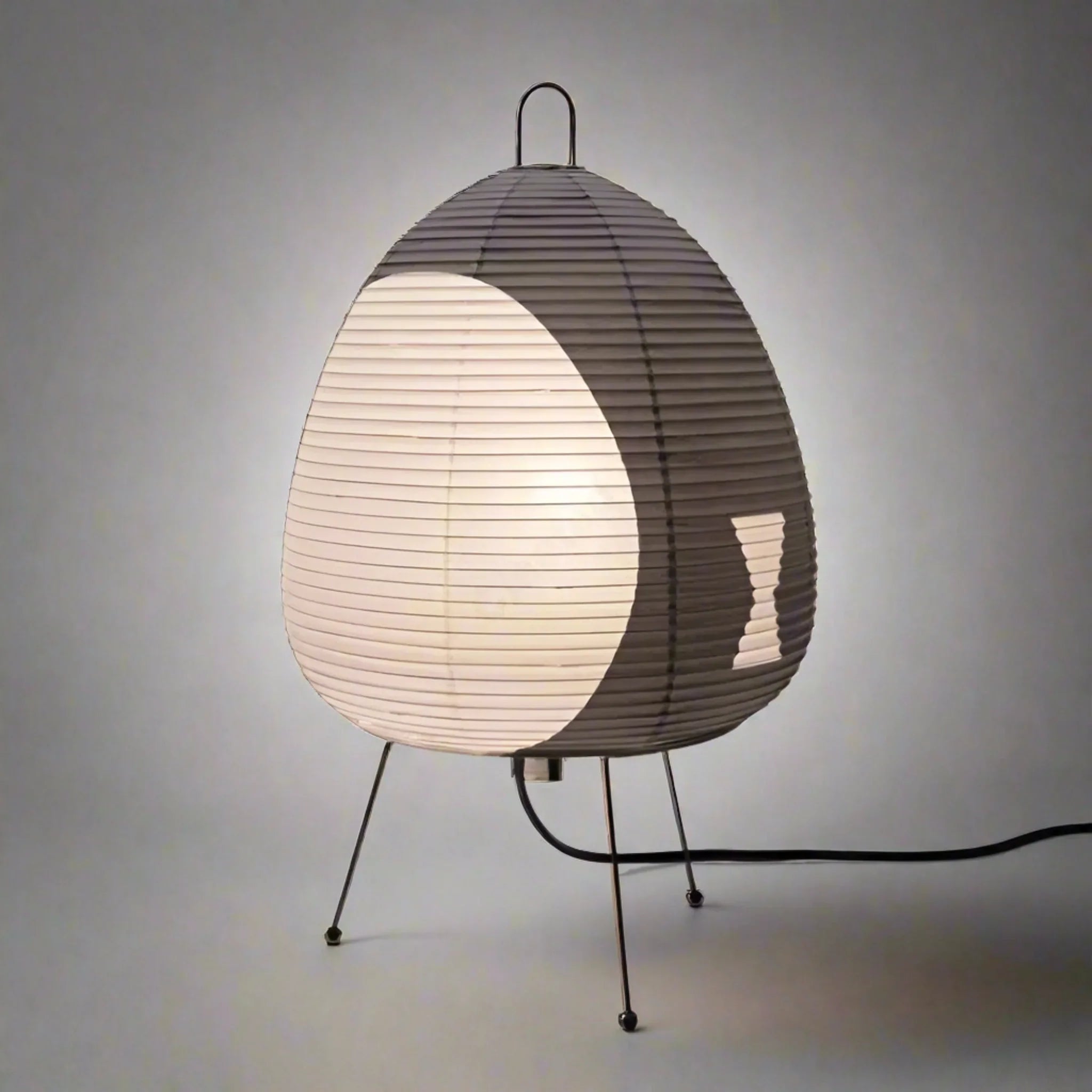 Shiro Rice Paper Lamp Minimalist Ambient LED Decor, White & Black, Table Lamps, Nordic
