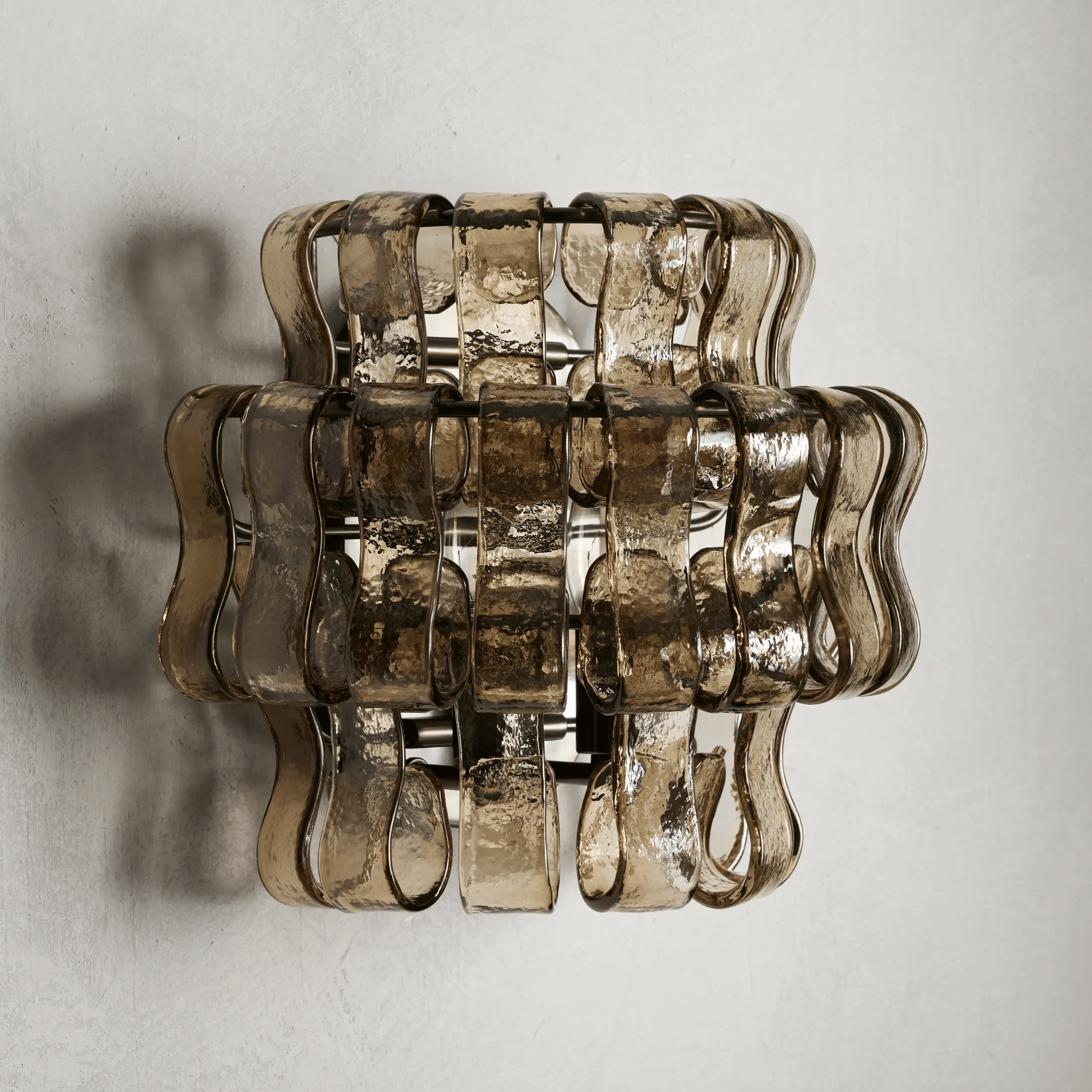 Silvra Gray Glass Wall Sconce in 4 Hardware Finishes, Light Fixtures, Murano-Style
