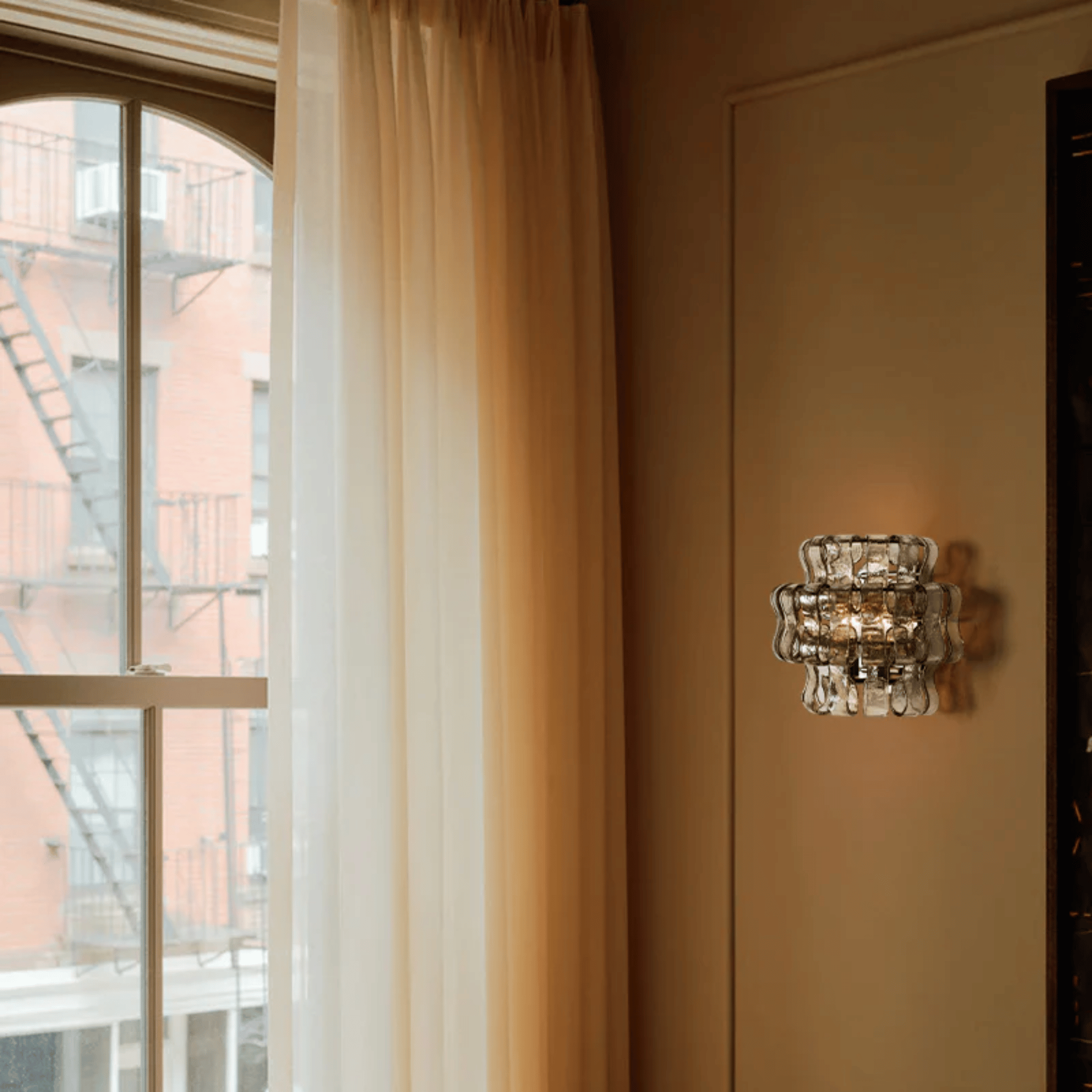 Silvra Gray Glass Wall Sconce in 4 Hardware Finishes, Light Fixtures, Murano-Style