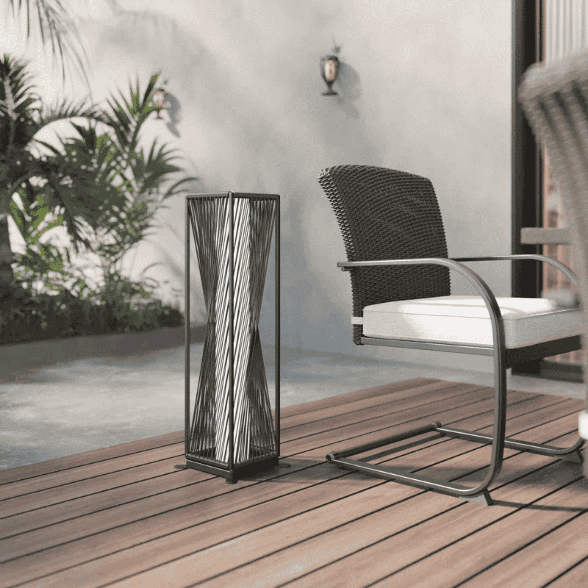 Outdoor Solar Floor Lamp Wicker Brown Weatherproof, Landscape Pathway Lighting, Solvik Dark