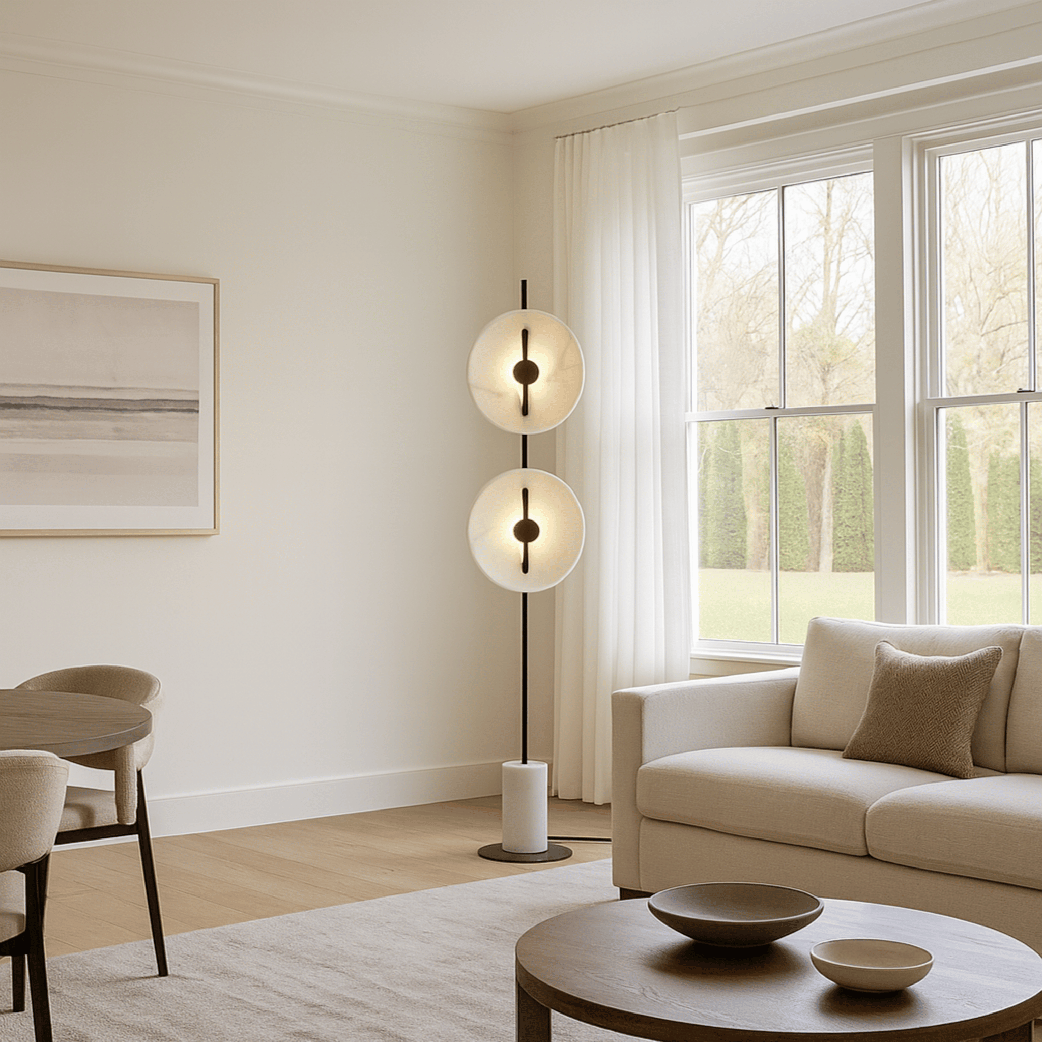 Modern Sculptural Marble Floor Lamp Warm LED Light, Lamps, Stava Base 67