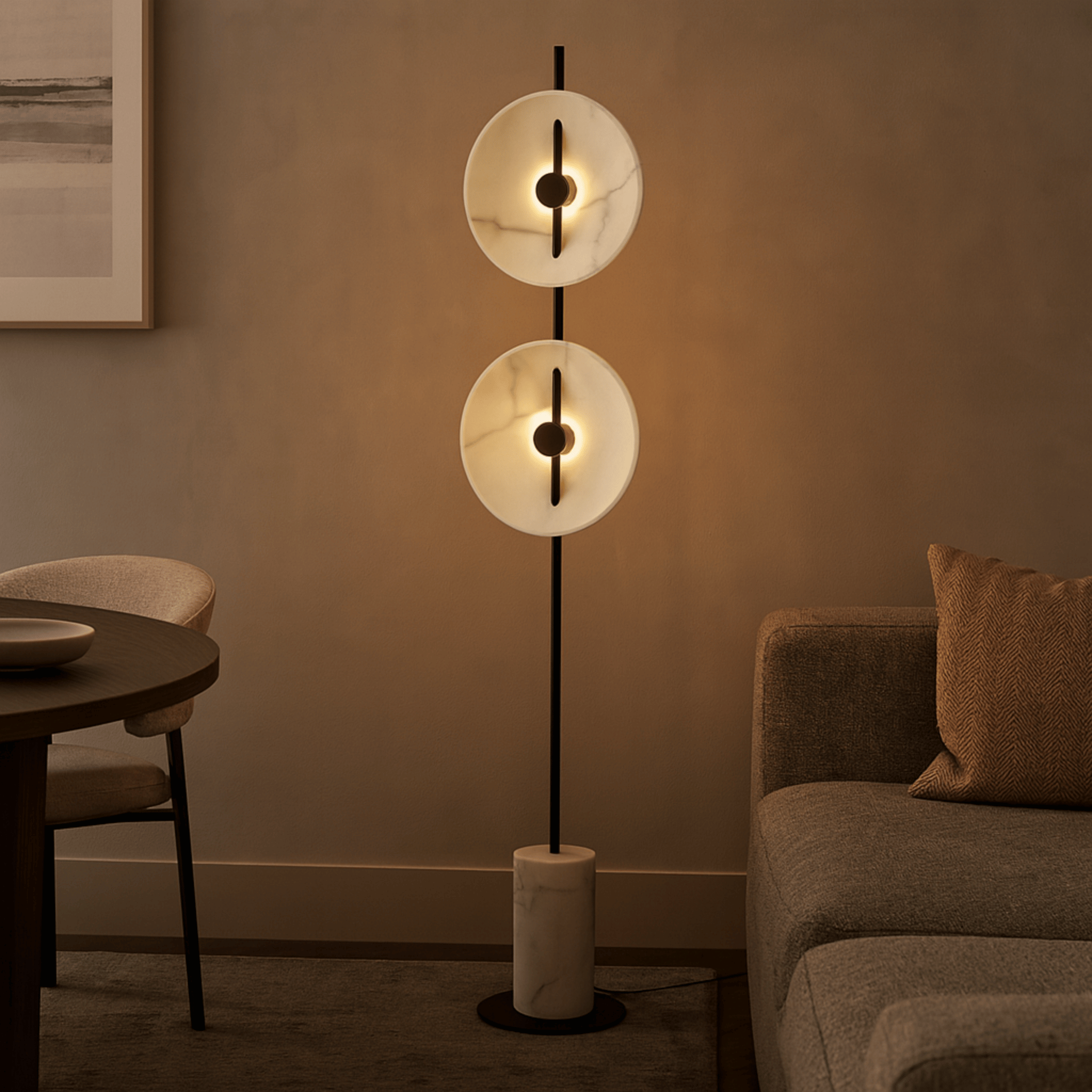 Modern Sculptural Marble Floor Lamp Warm LED Light, Lamps, Stava Base 67